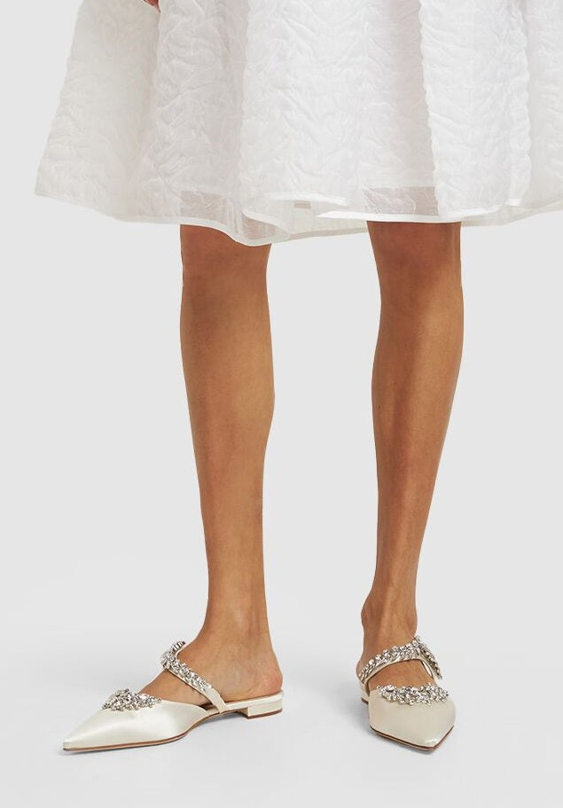 Elegant Cream Mule with Strass