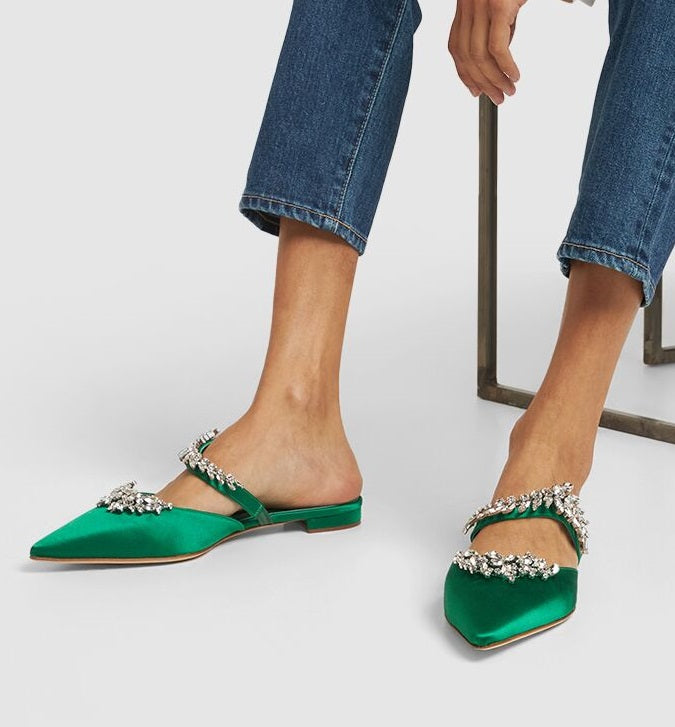 Elegant Green Mules
