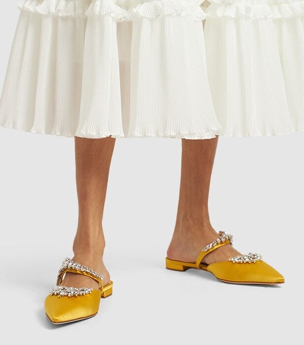 Yellow elegant mule slingbacks
