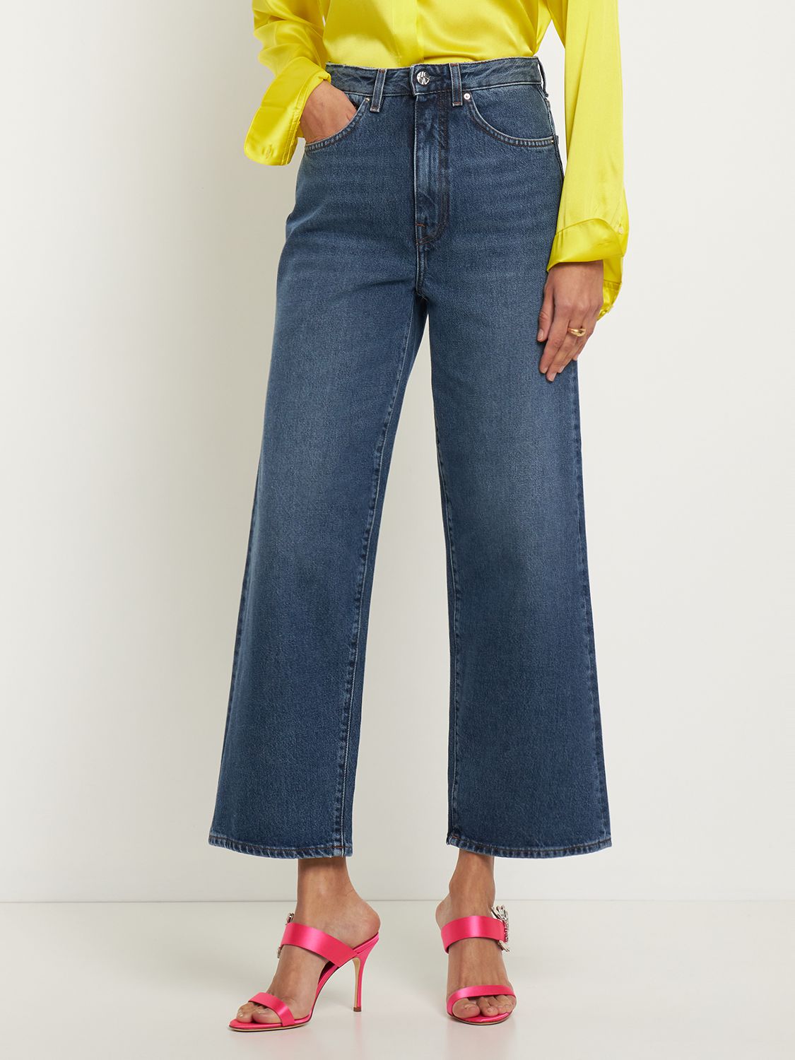 Pink high-heeled sandals