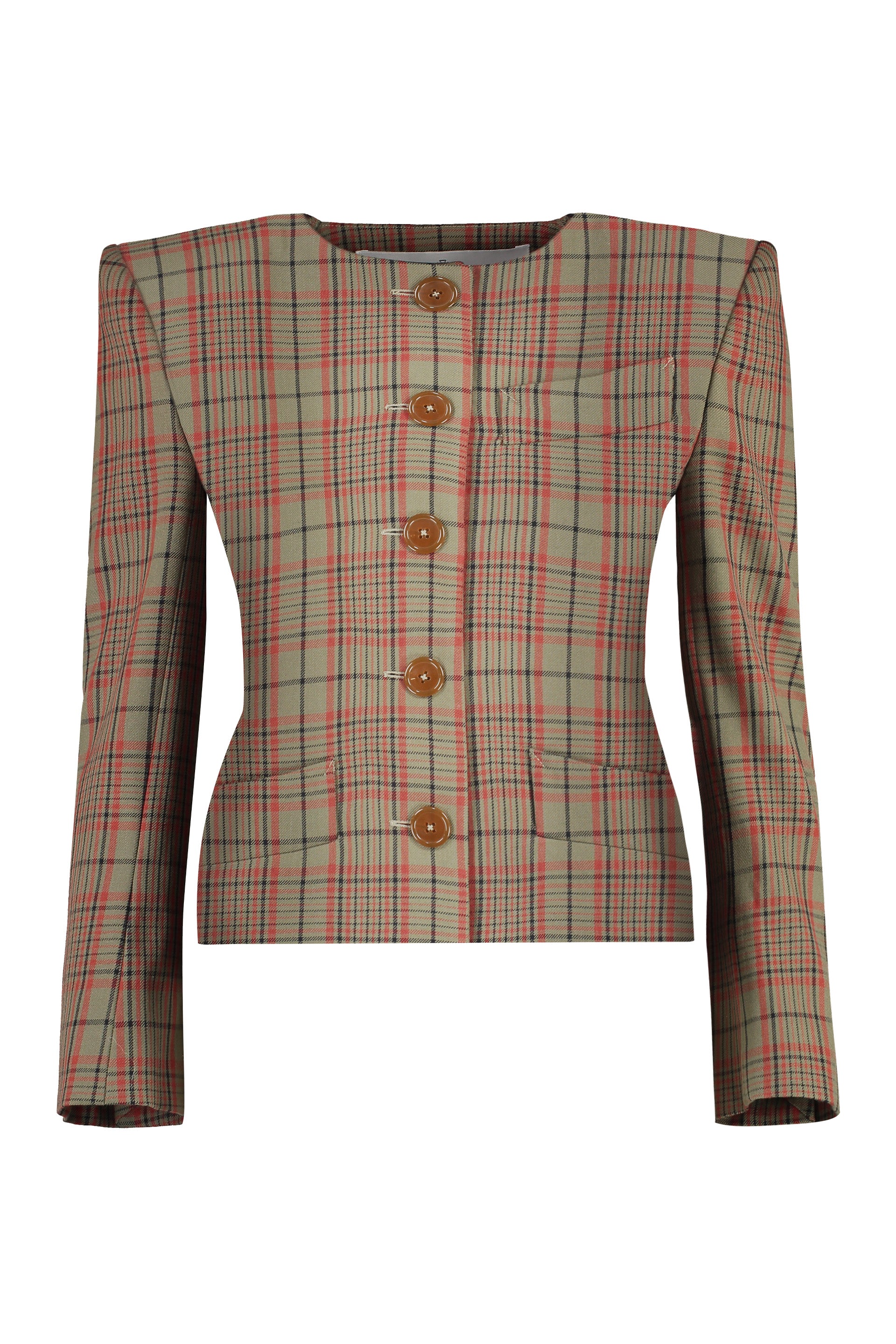 Checked wood jacket