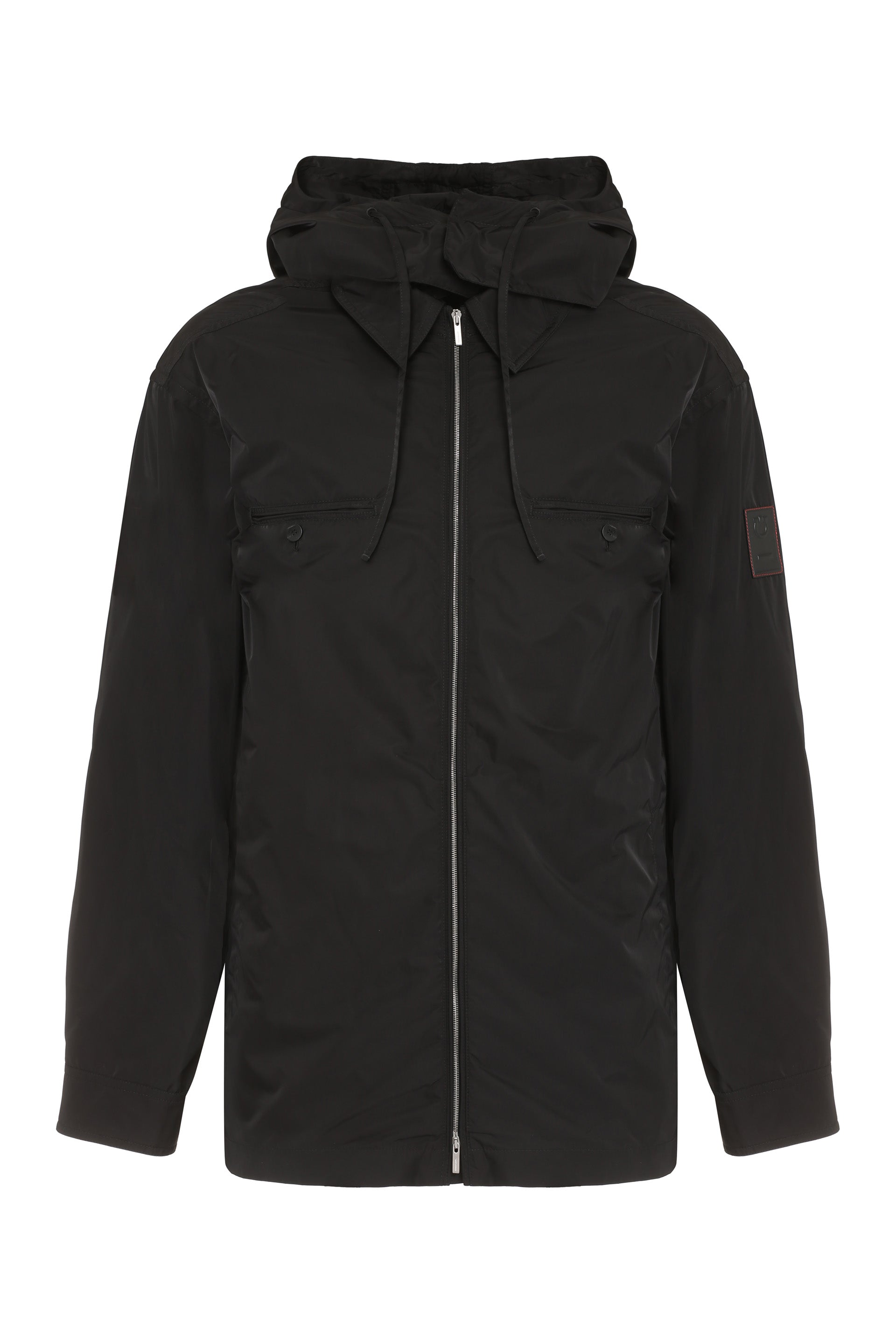 Technical fabric hooded jacket