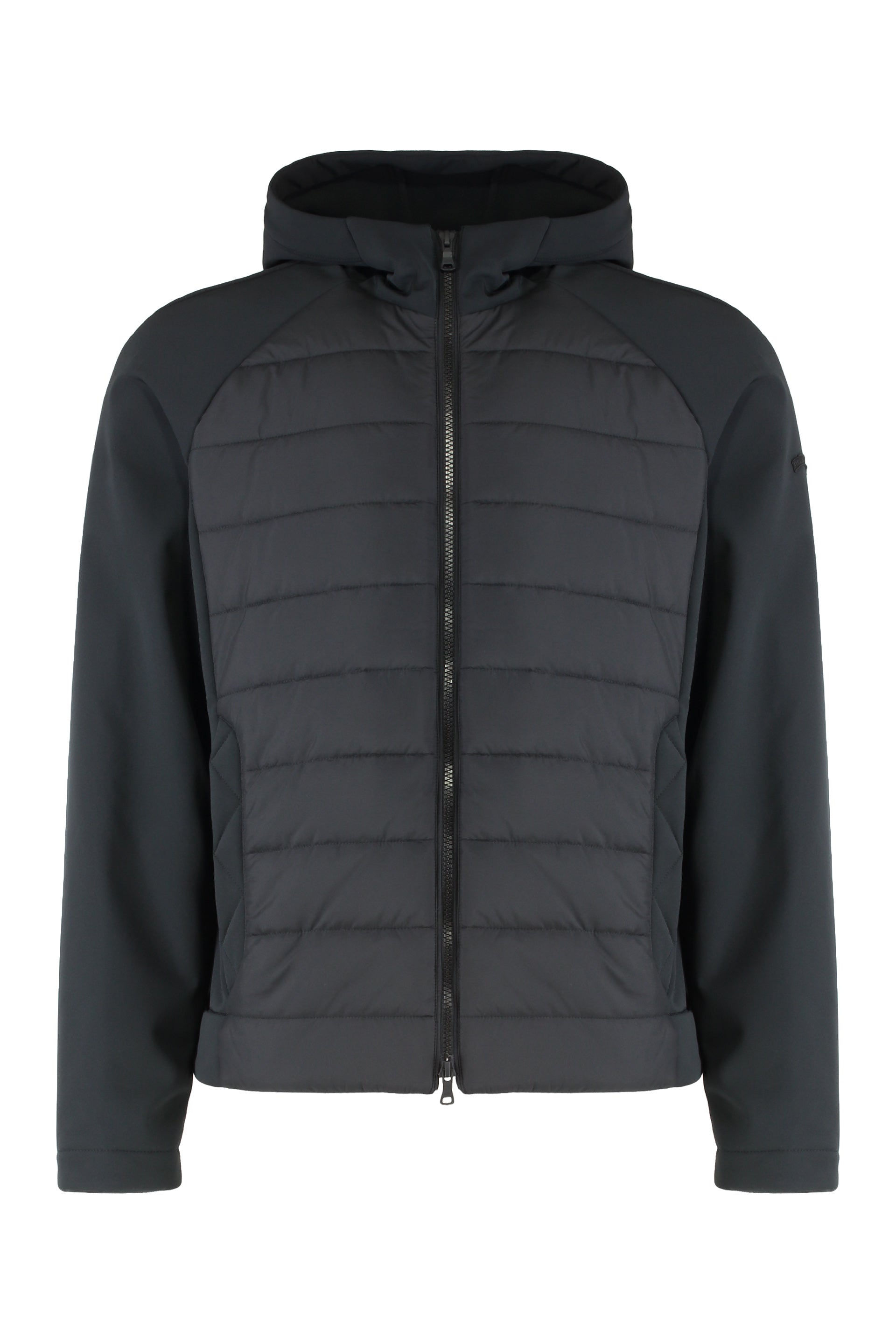 Technical fabric hooded jacket