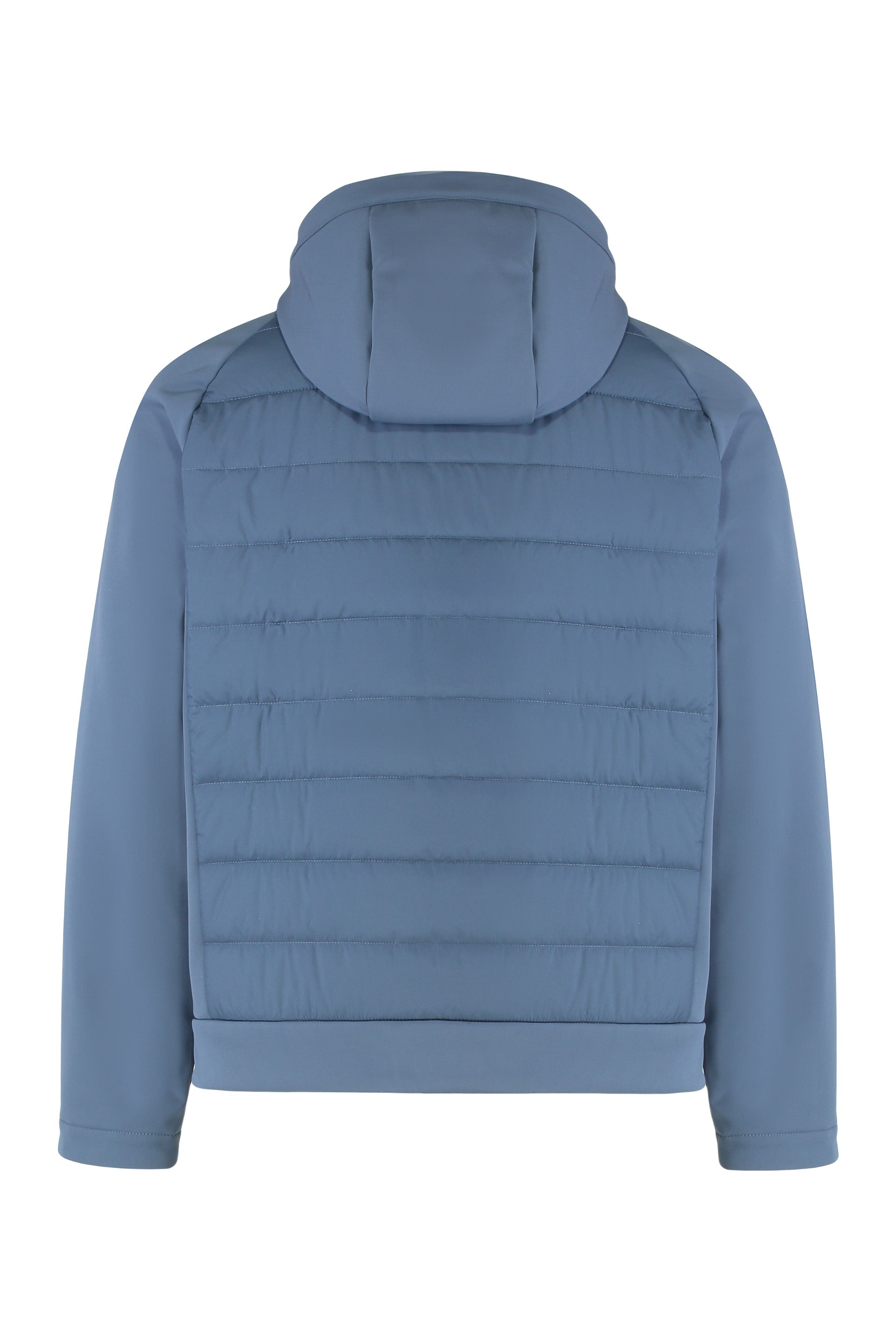 Technical fabric jacket with zip and hood