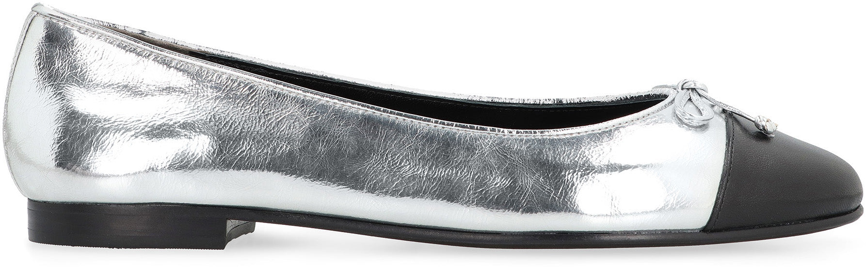 Metallic leather ballet flats