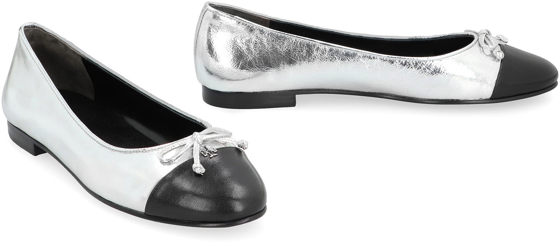 Metallic leather ballet flats