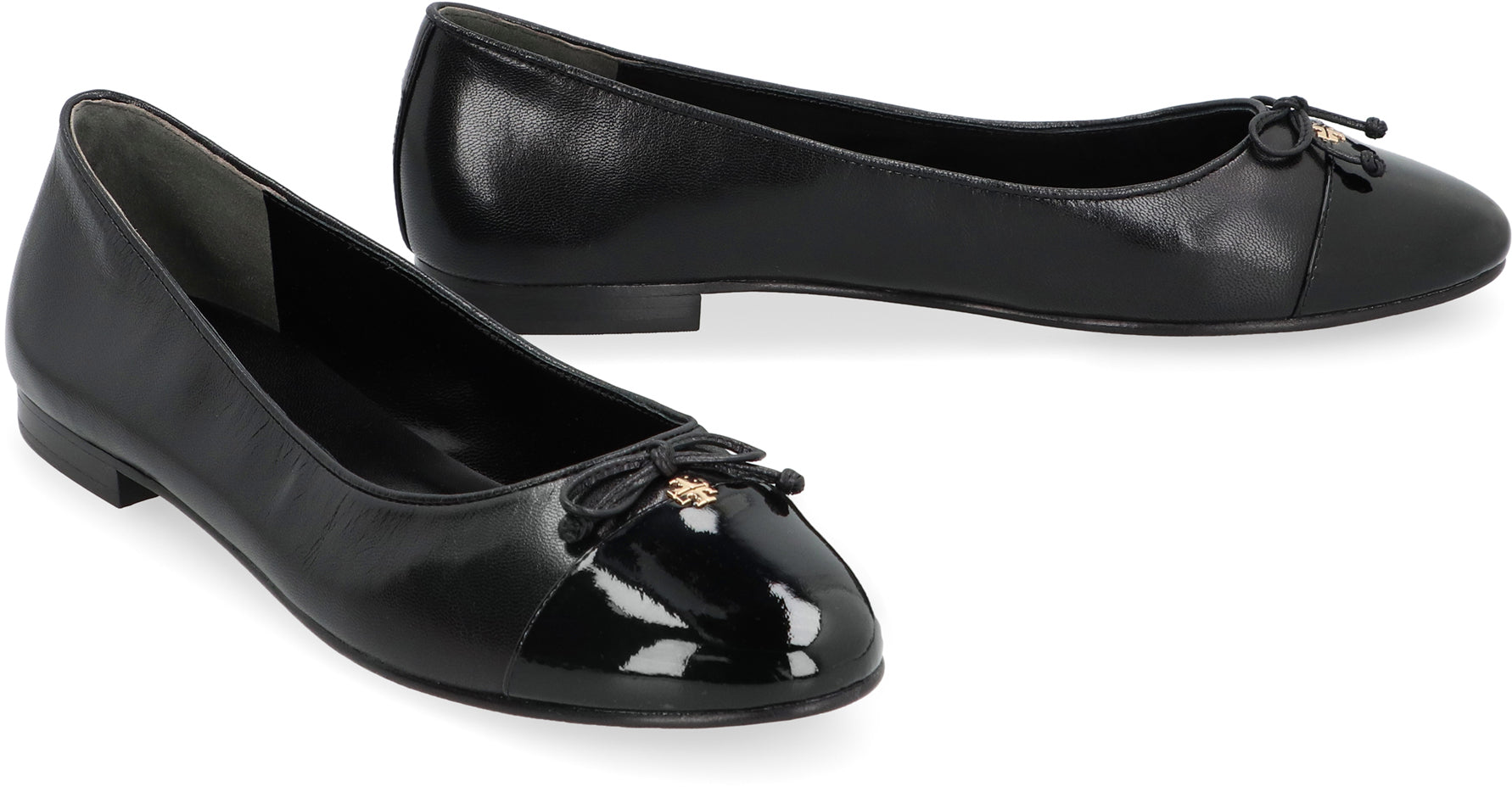 Leather ballet flats with logo