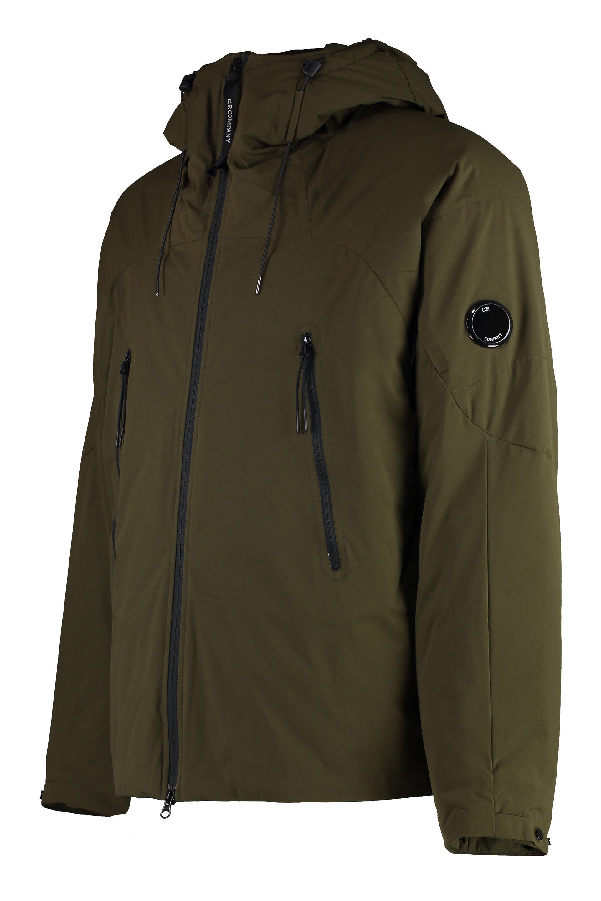 Technical fabric hooded jacket