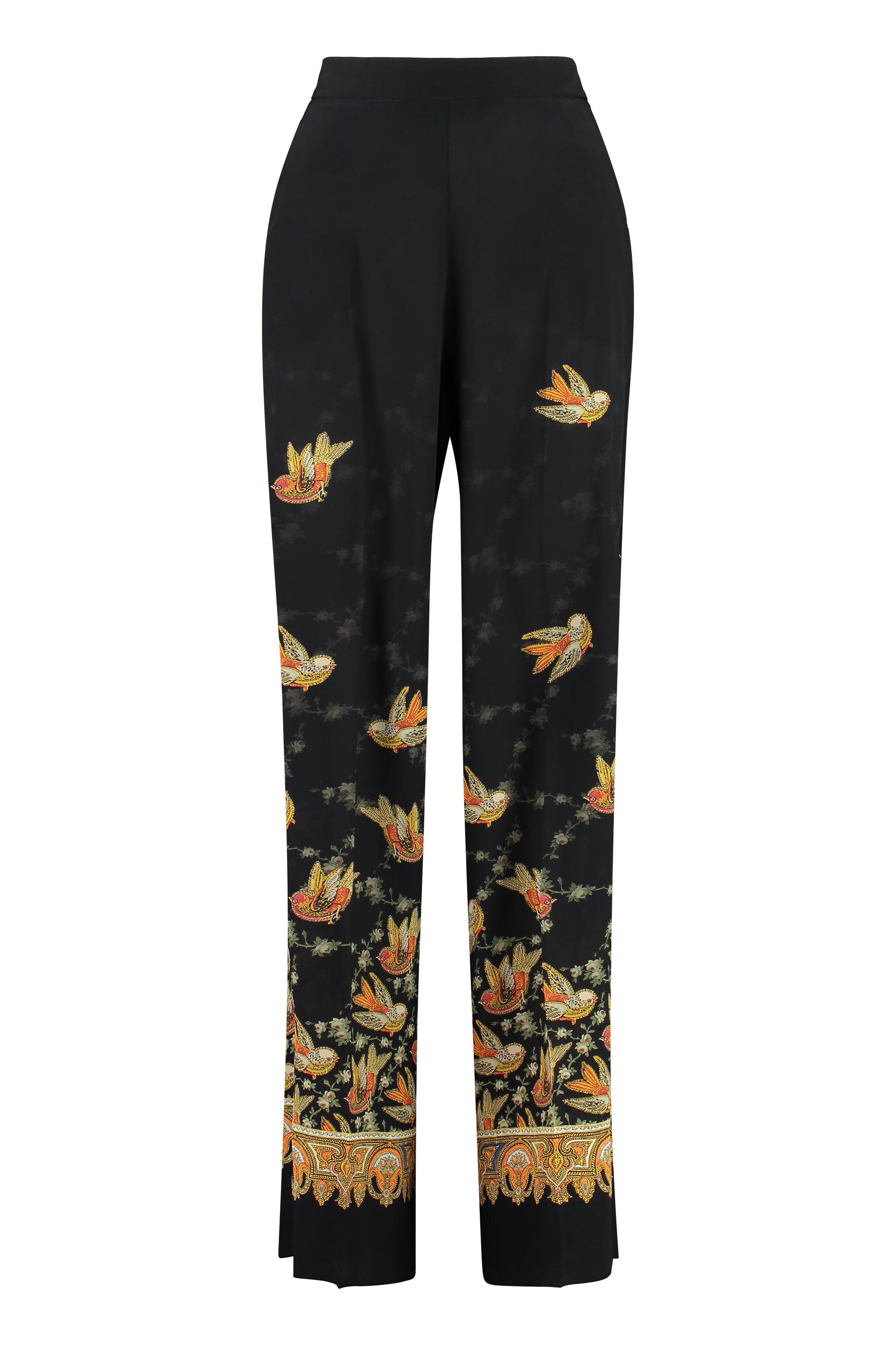 Printed wide-leg trousers