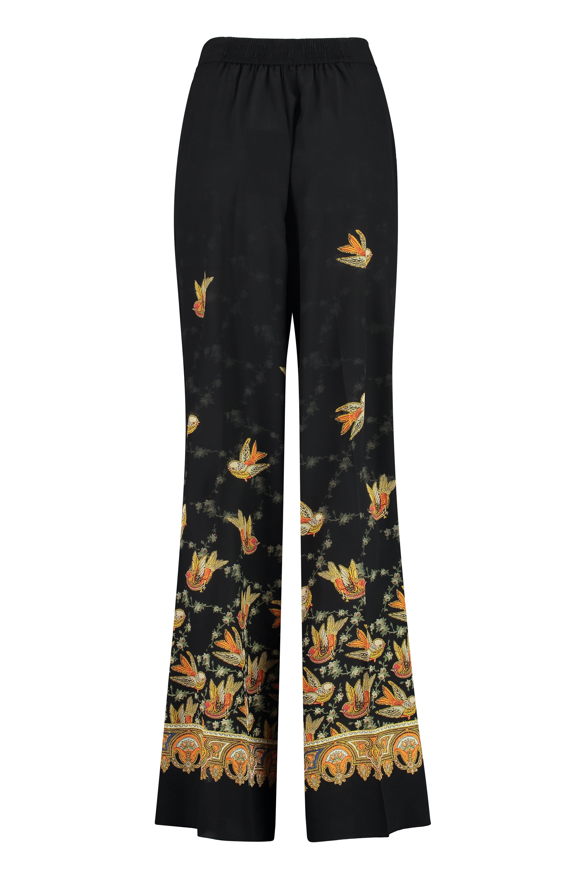 Printed wide-leg trousers