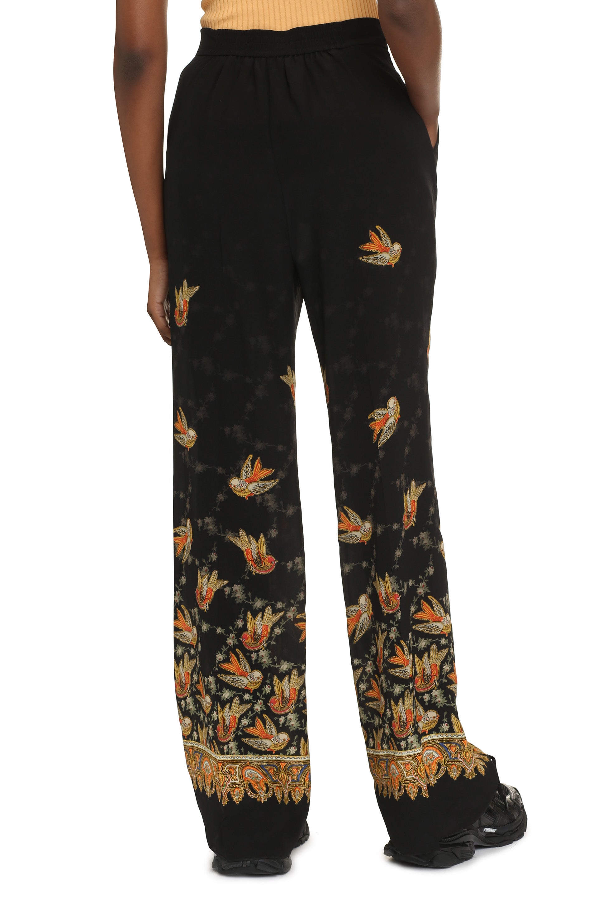 Printed wide-leg trousers