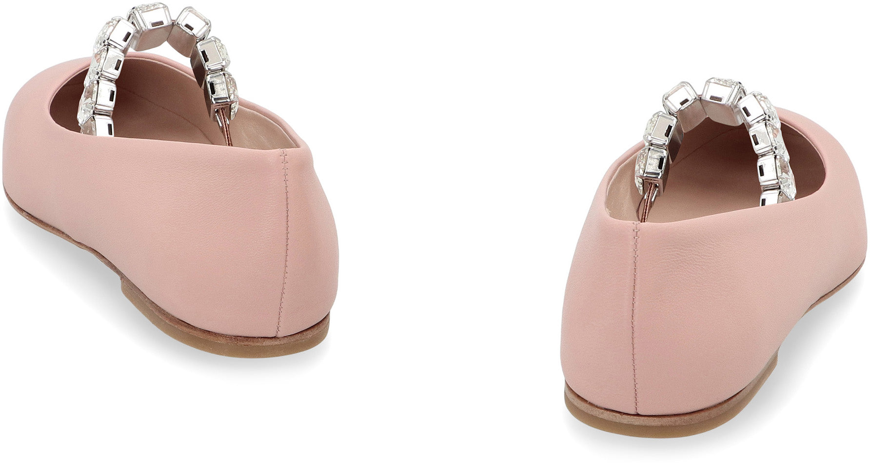 Crystal leather ballet flats