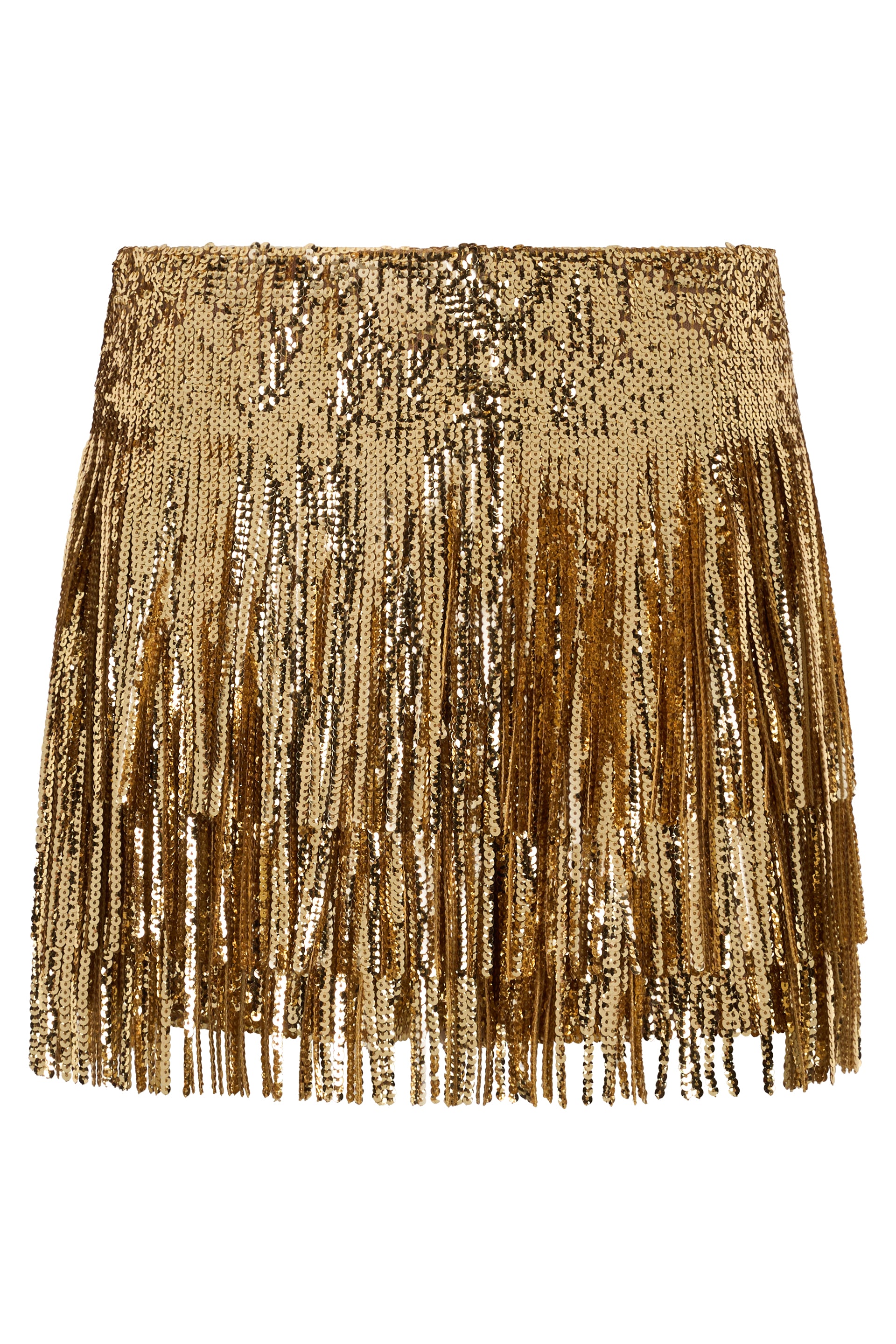 Golden shorts with sparkling fringes