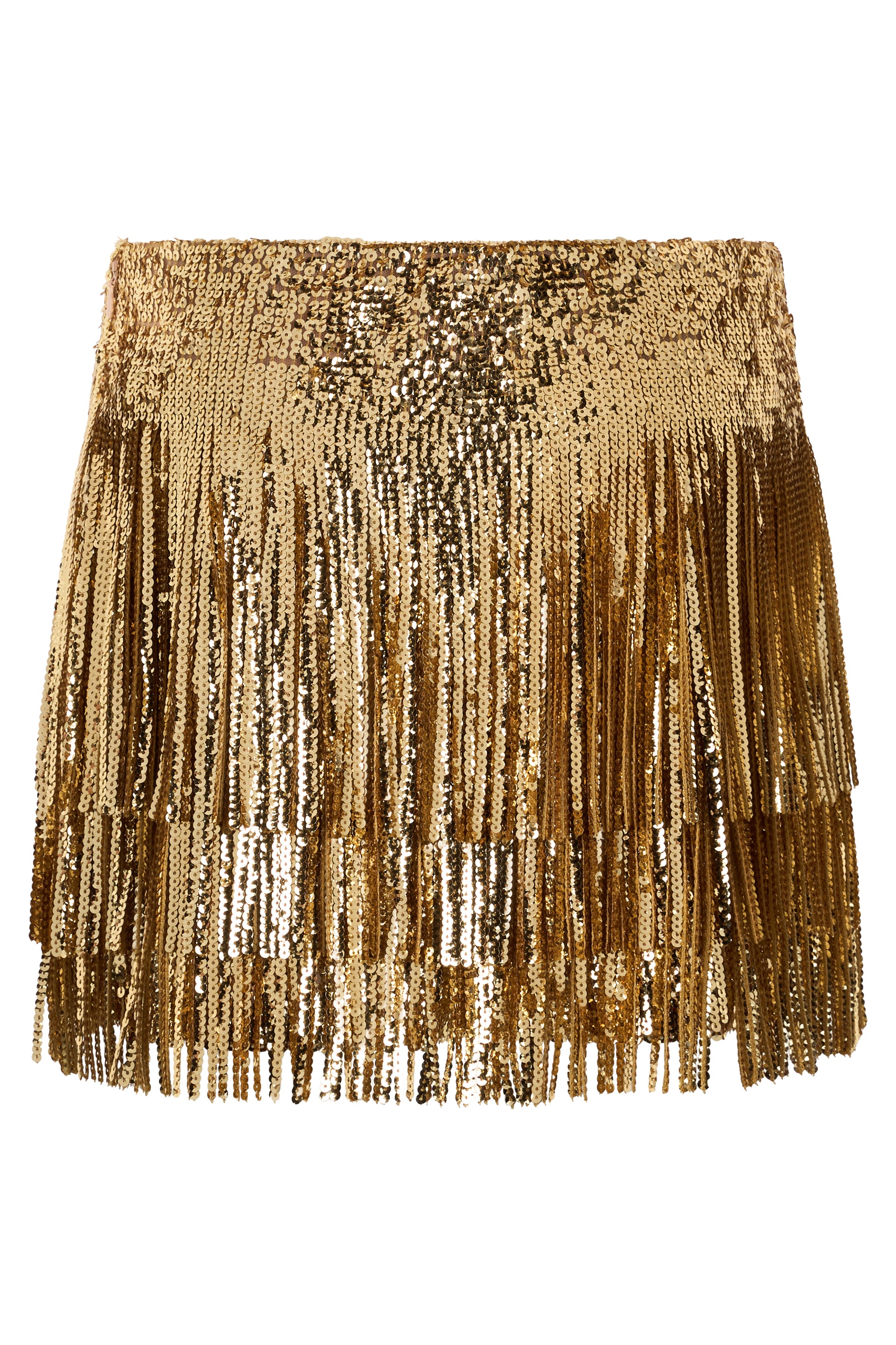 Golden shorts with sparkling fringes