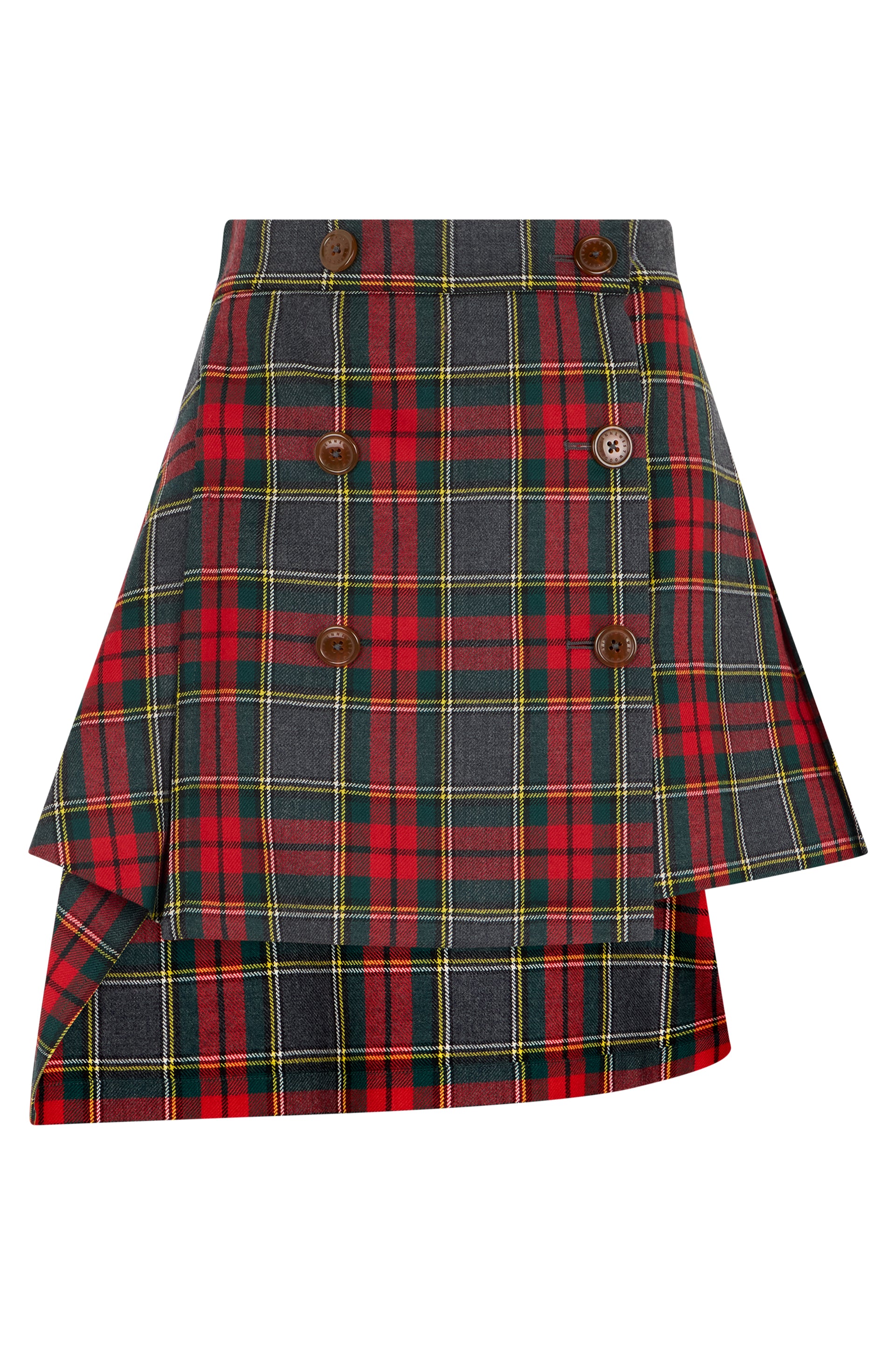 Asymmetrical Skirt in Wool Tartan