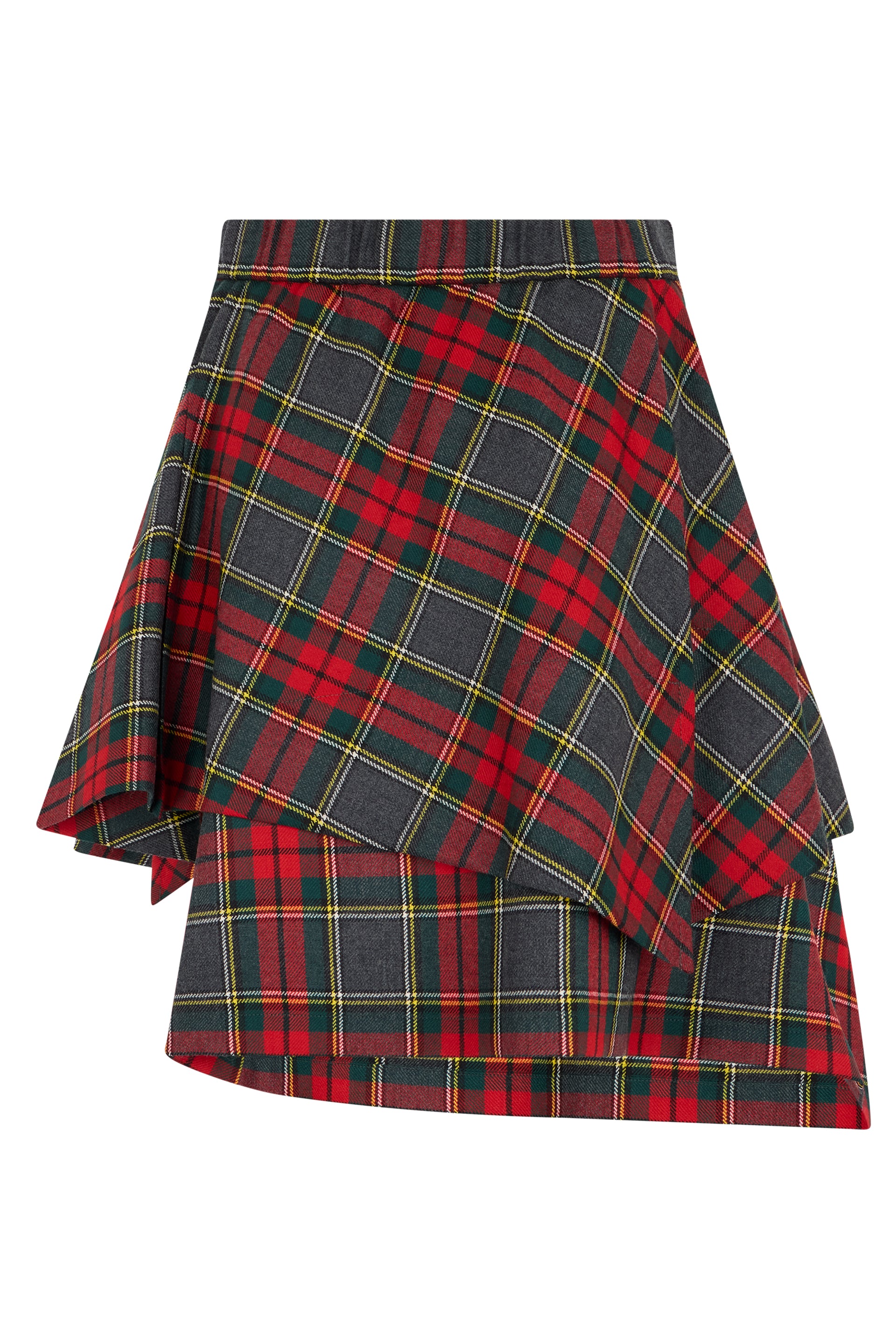 Asymmetrical Skirt in Wool Tartan