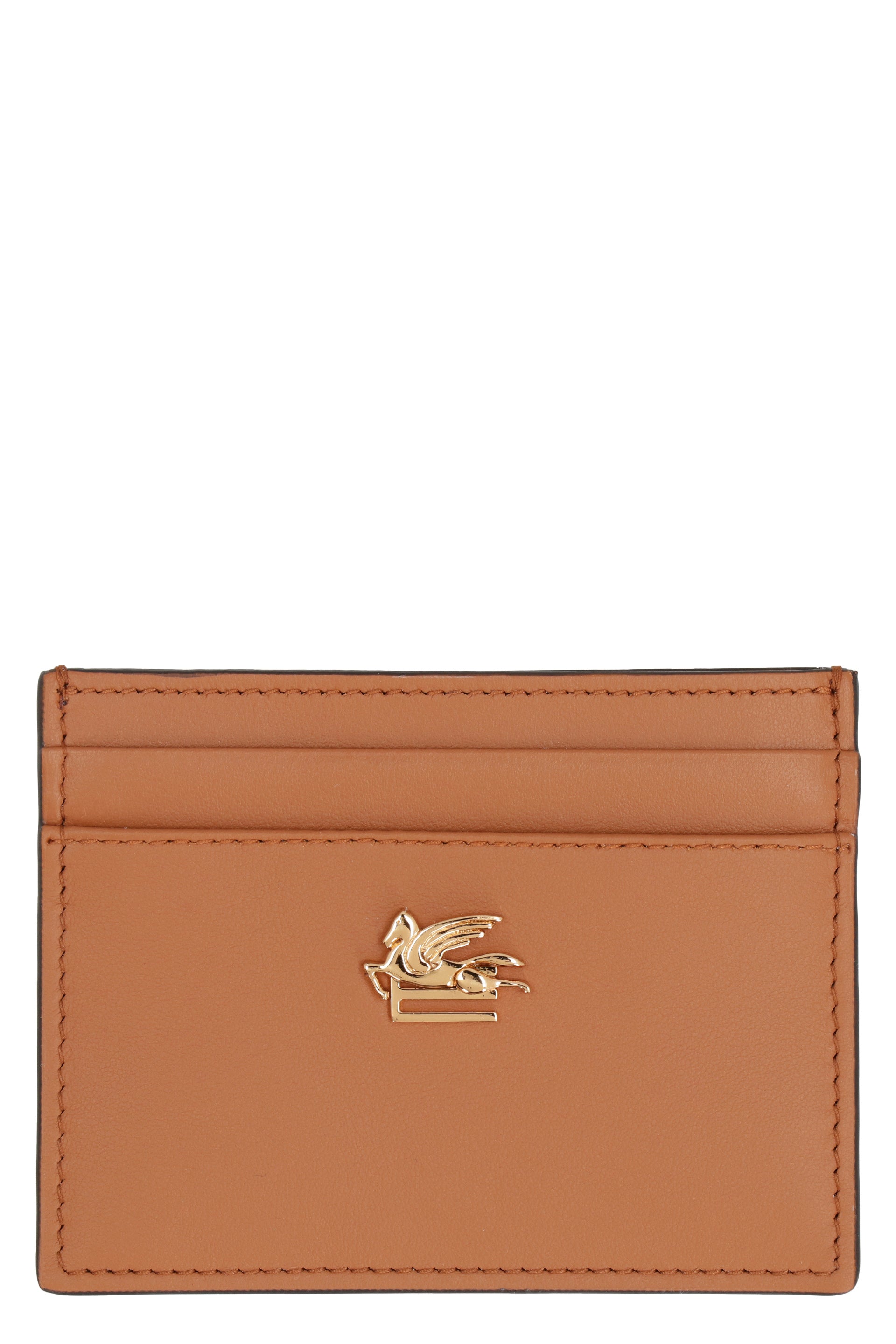 Logo detail leather card holder