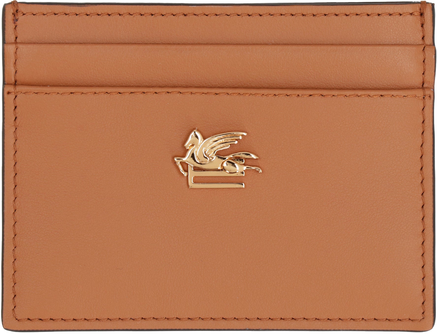 Logo detail leather card holder