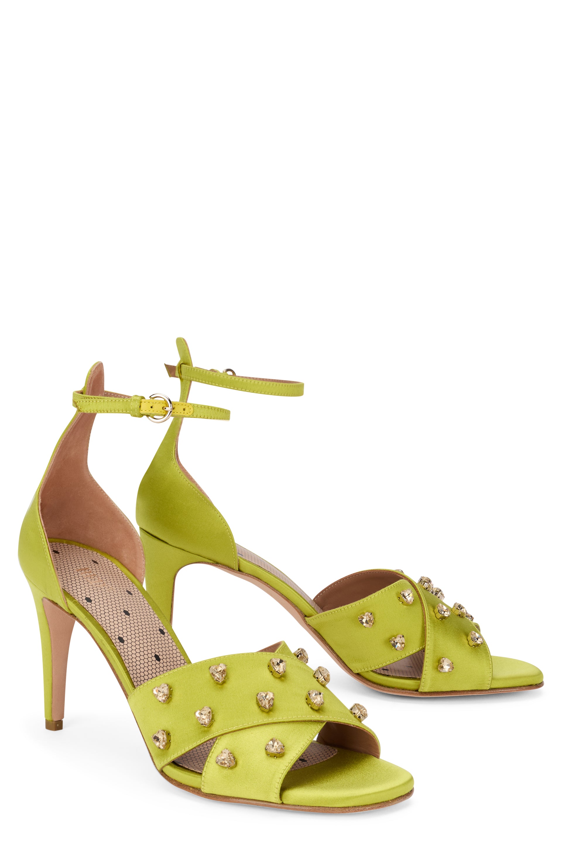 Acid yellow sandal with elegant high heel.