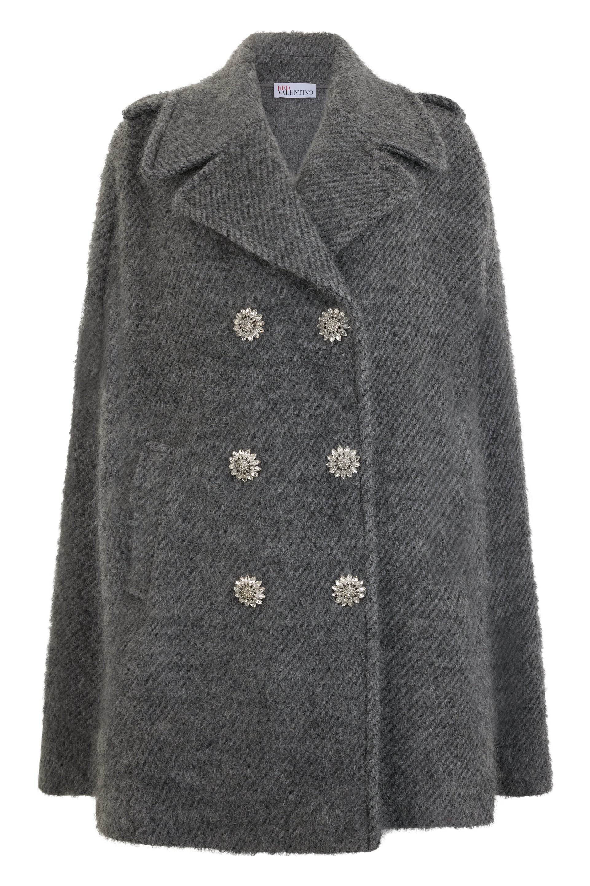 Gray double-breasted coat, elegant and ideal for any occasion.