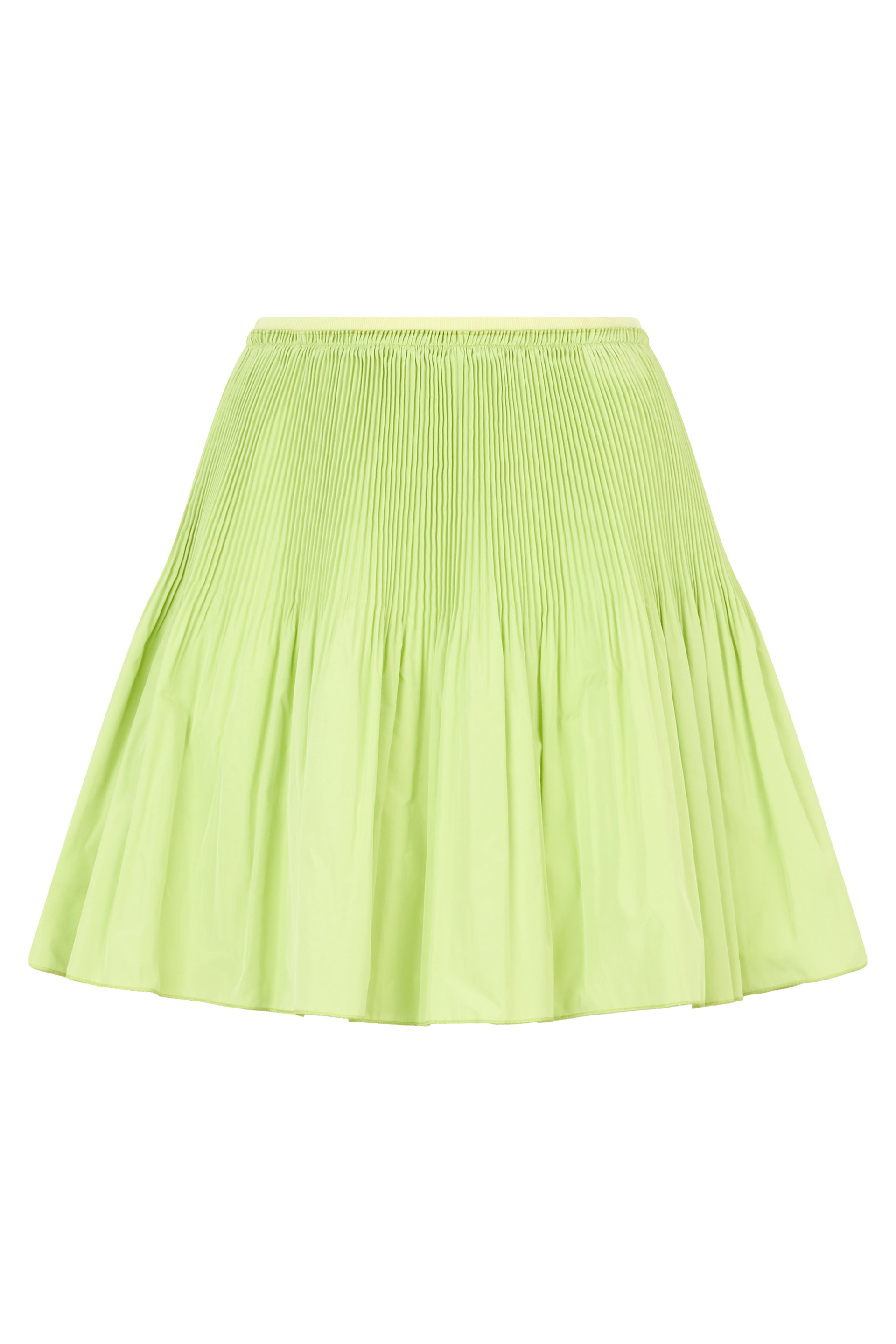 Short pleated skirt in light green, elegant and versatile.