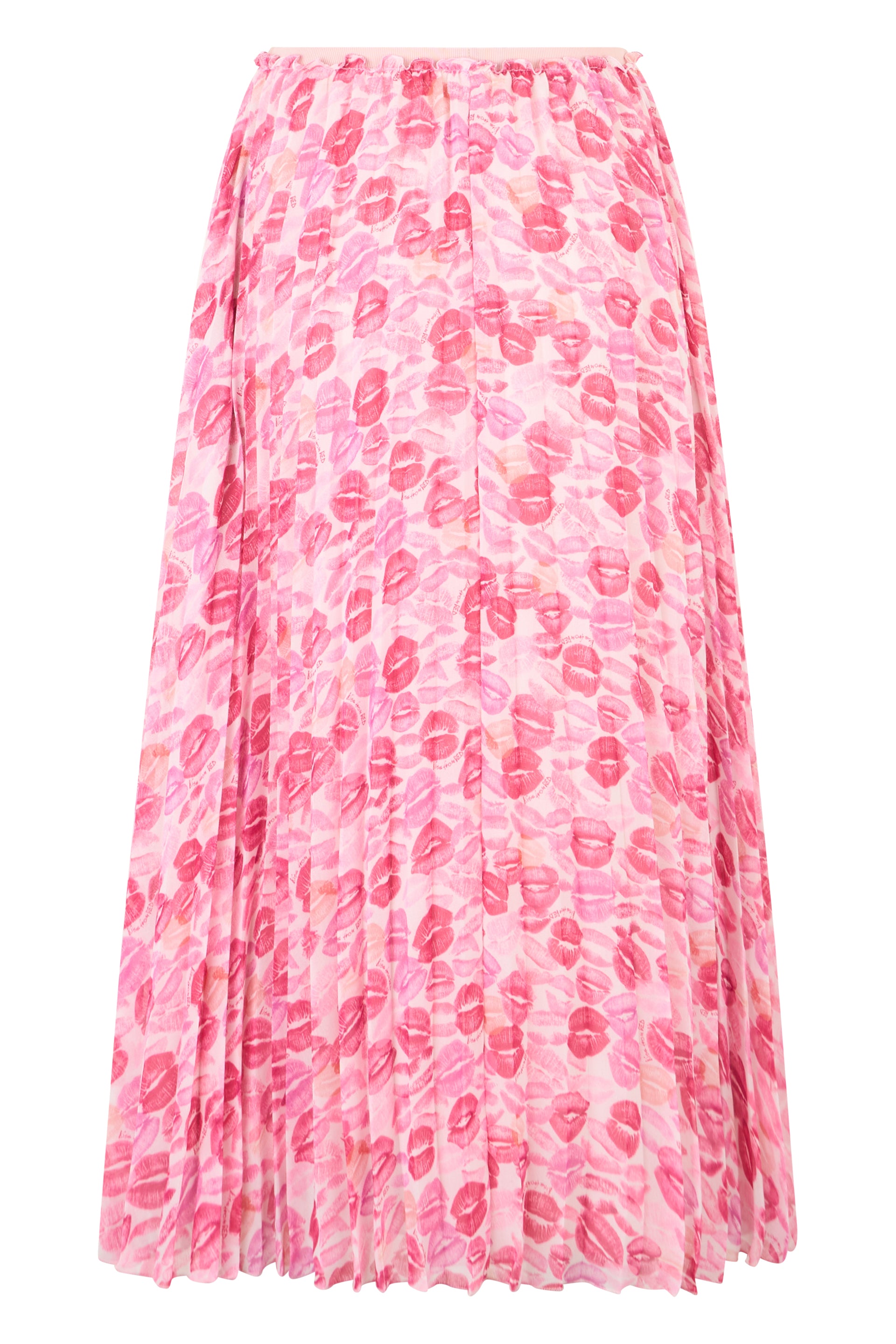 Long pink skirt with print, versatile and playful.
