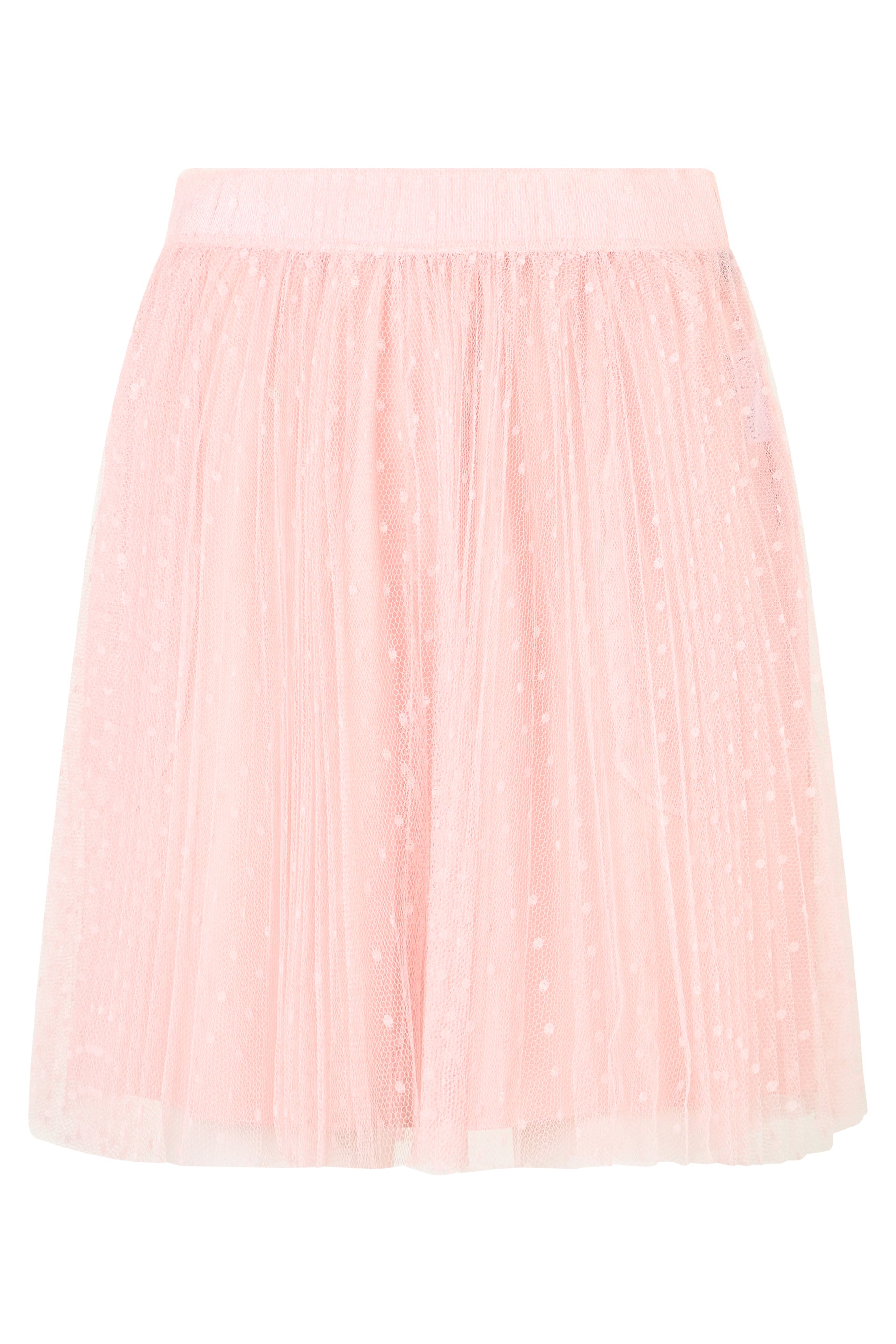 Short pink flared skirt, lightweight and comfortable.