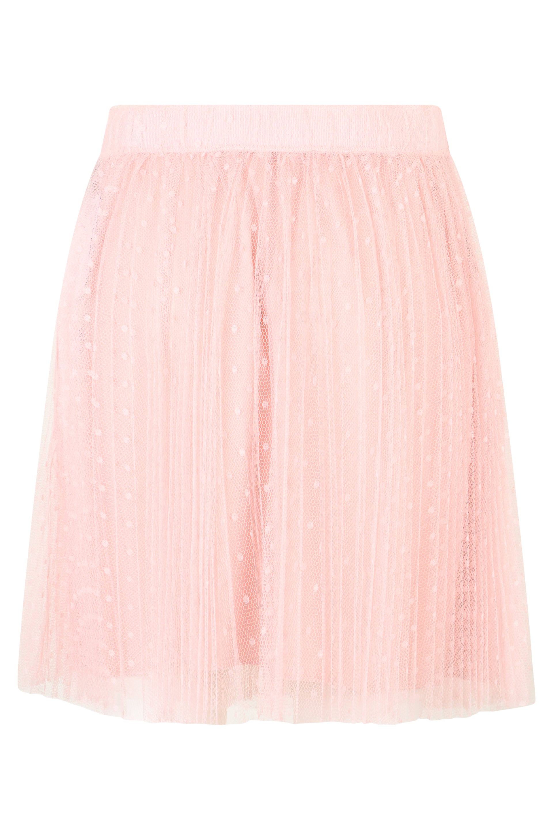 Short pink flared skirt, lightweight and comfortable.