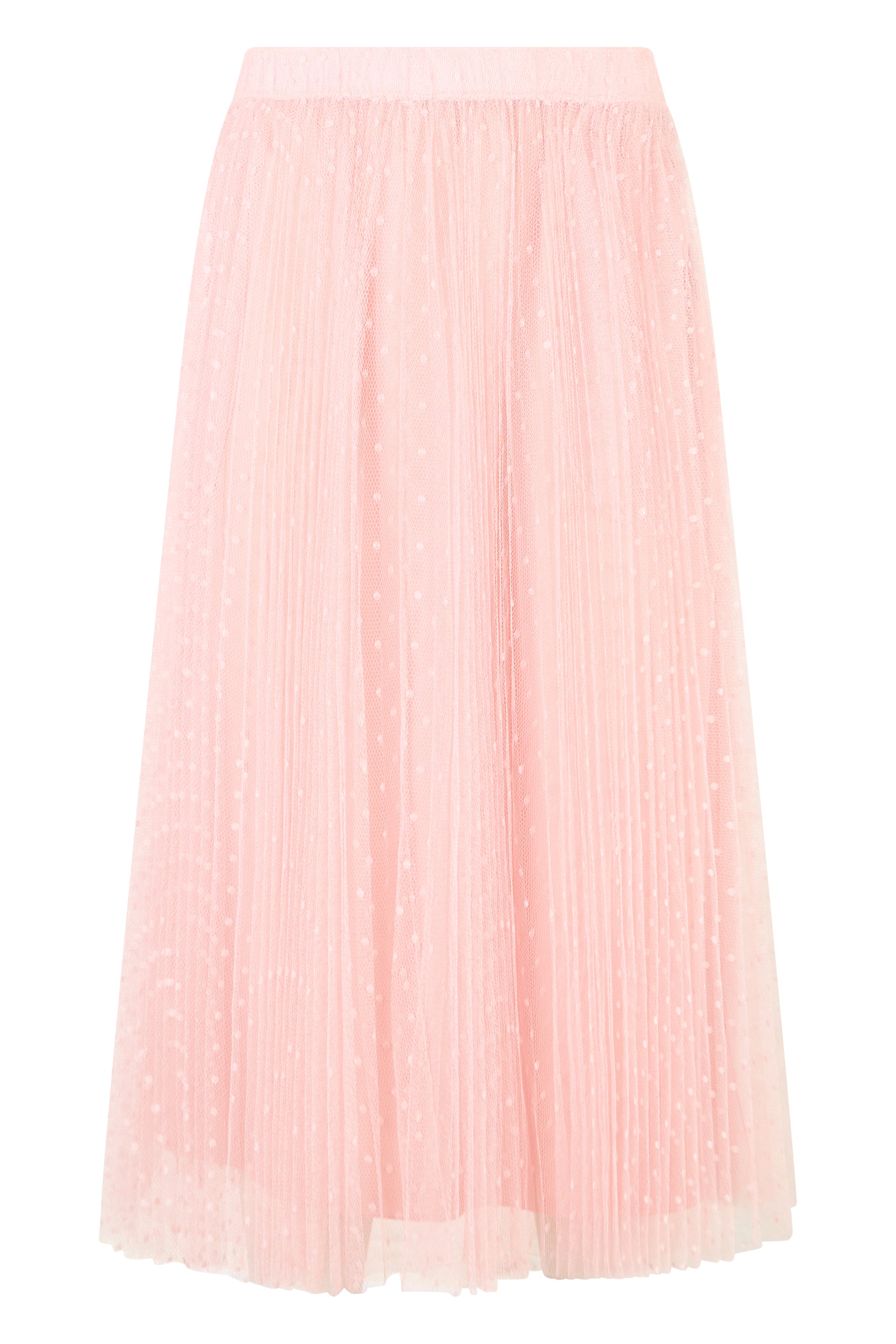 Midi skirt in pastel pink, elegant and versatile.