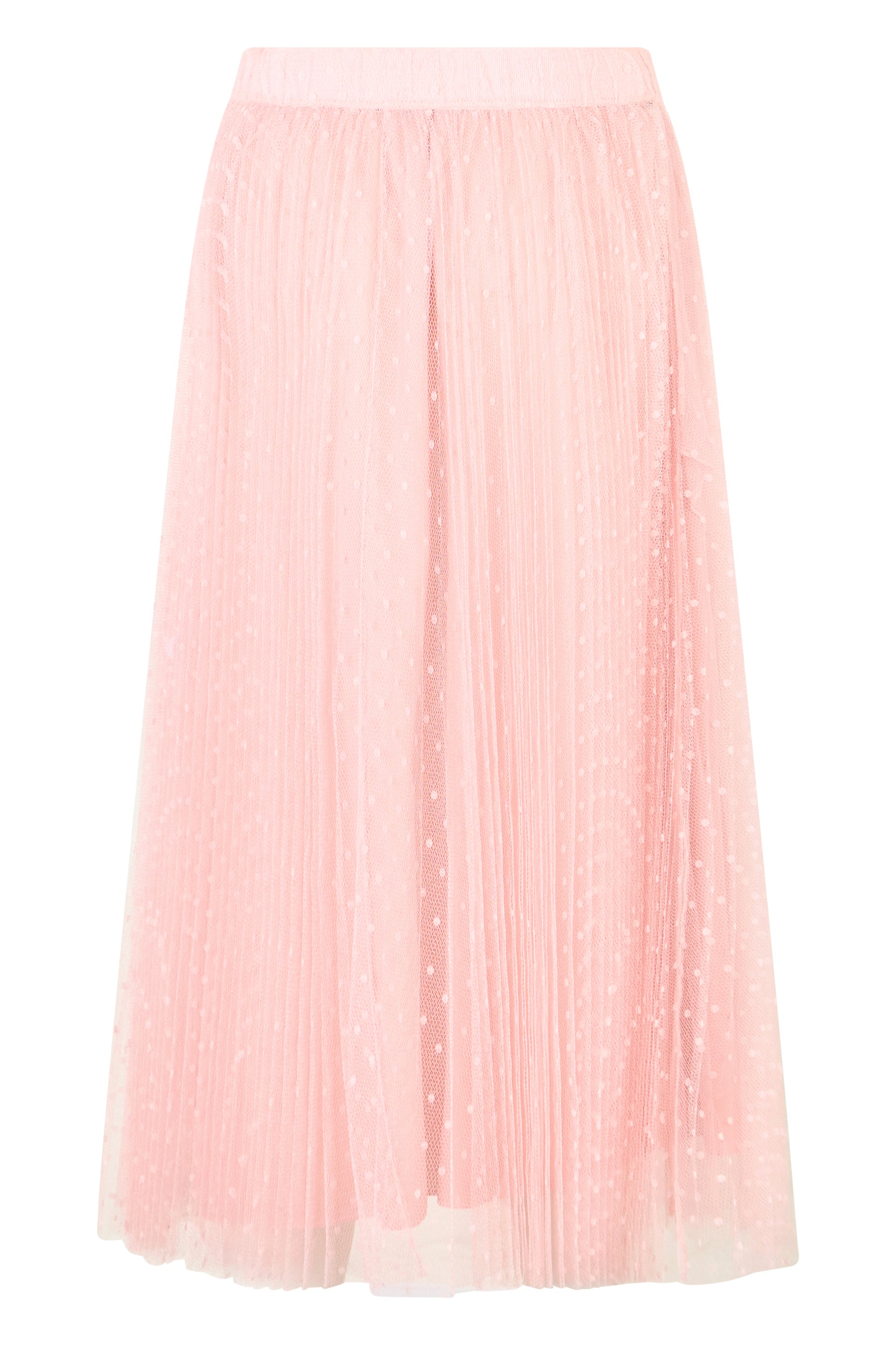 Midi skirt in pastel pink, elegant and versatile.