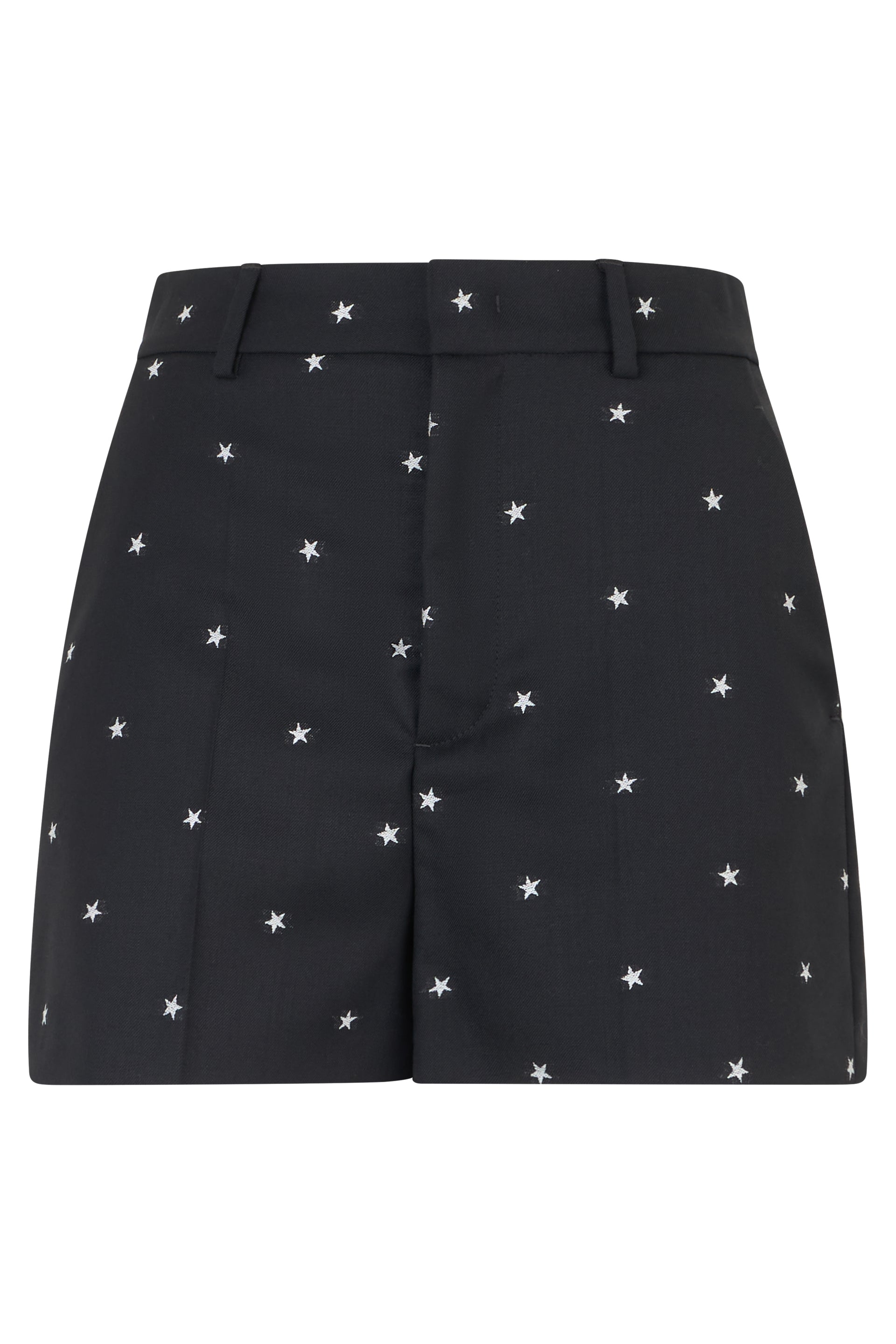 Black shorts with white stars, lightweight summer shorts.