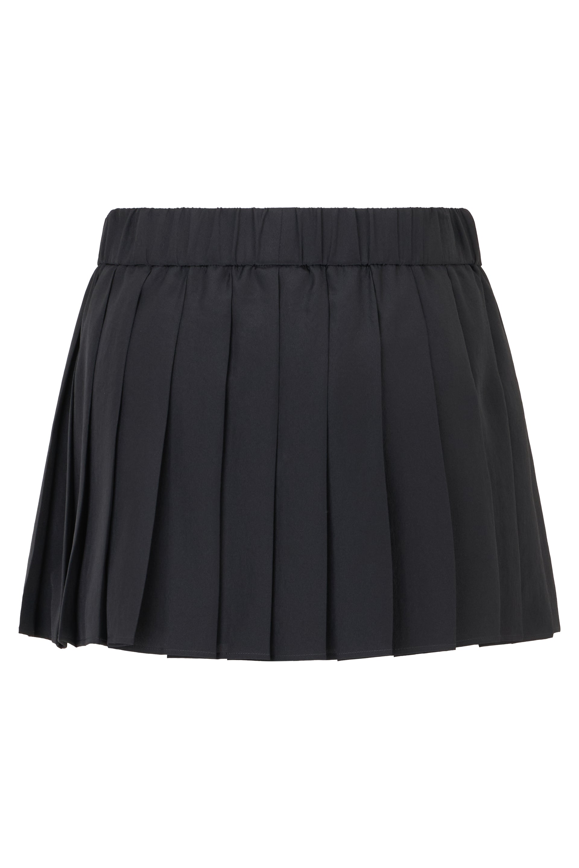 Black pleated skirt, elegant and versatile.