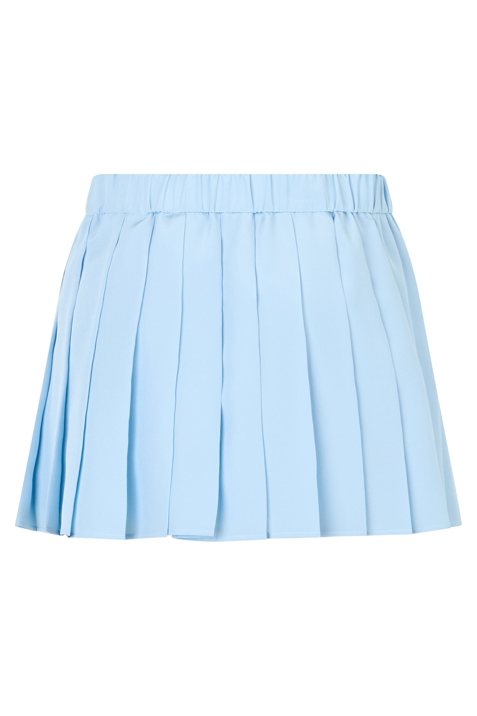 Short blue skirt with pleats for summer and elegant.