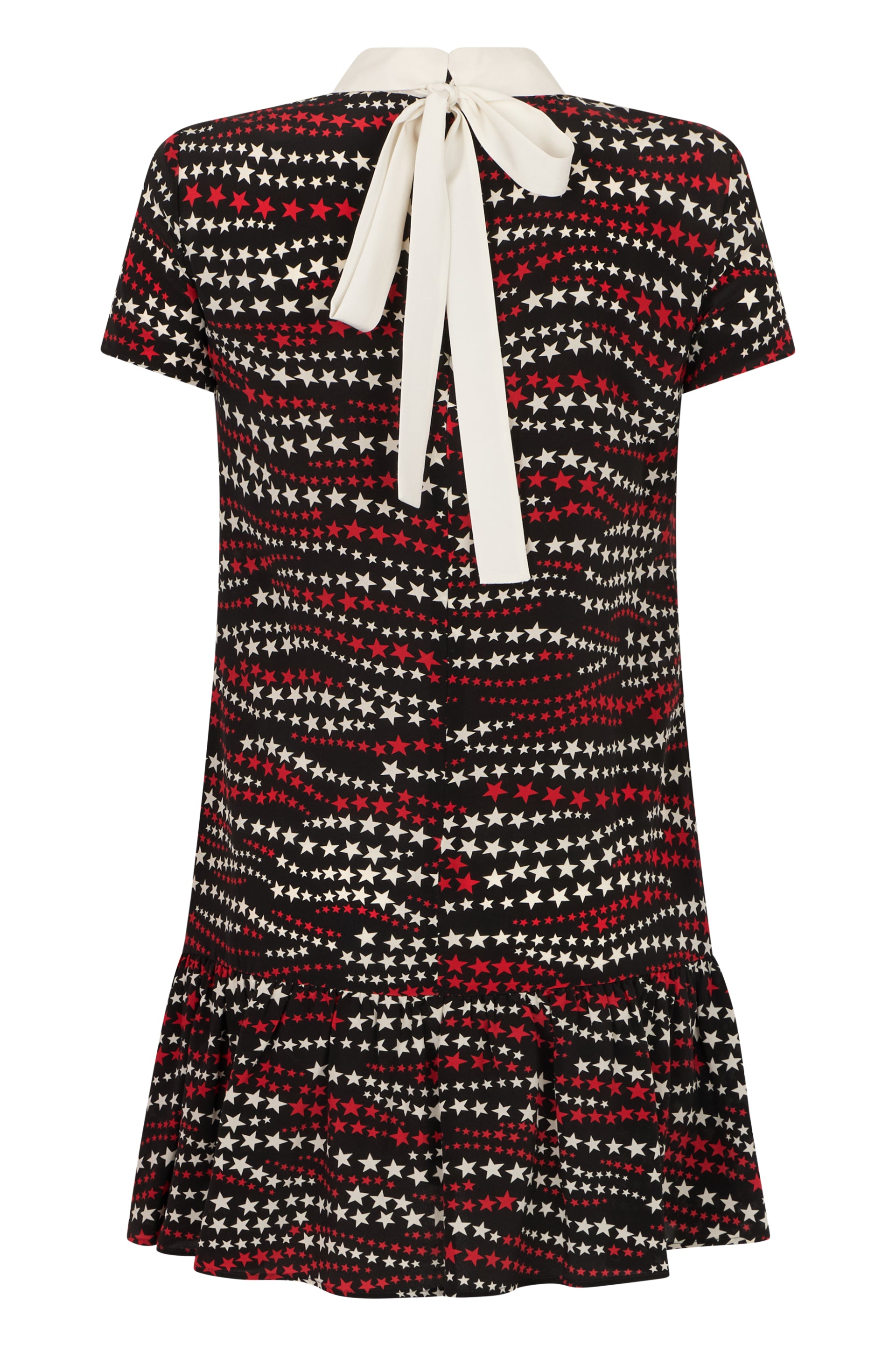 Short black dress with playful and versatile design.