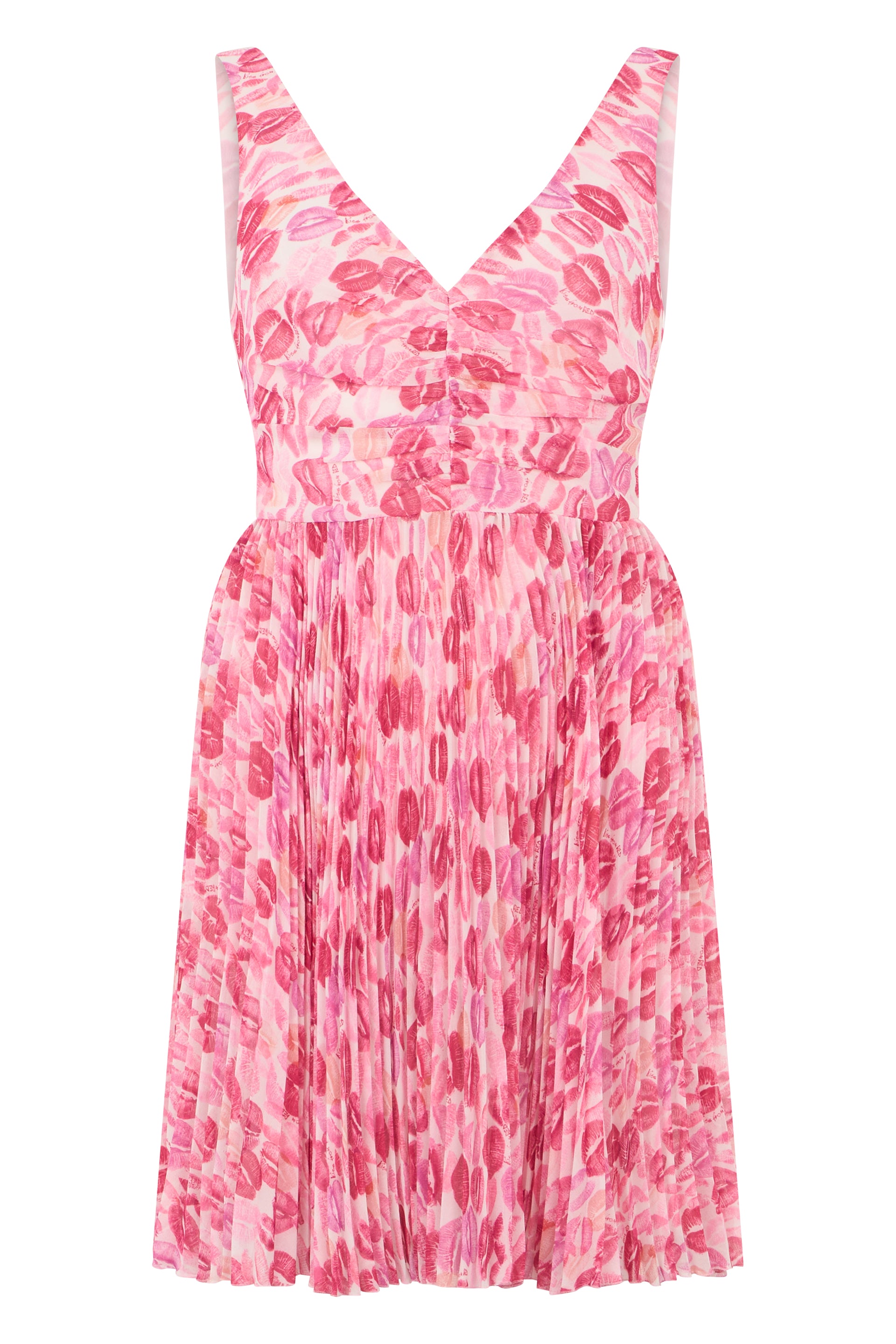Pink short dress with pattern, versatile and sophisticated.