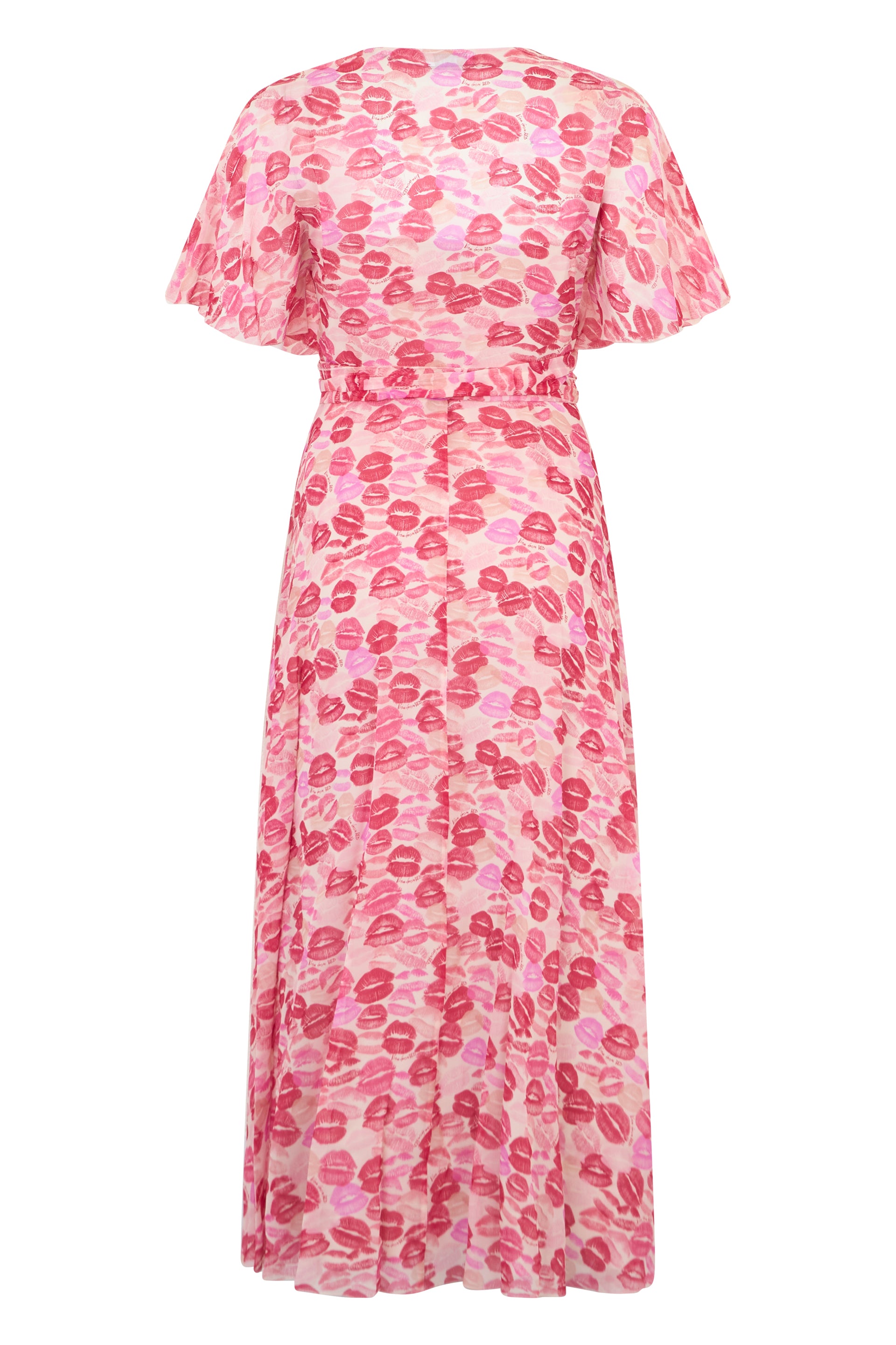 Long dress in shades of pink with print, refined and versatile design.