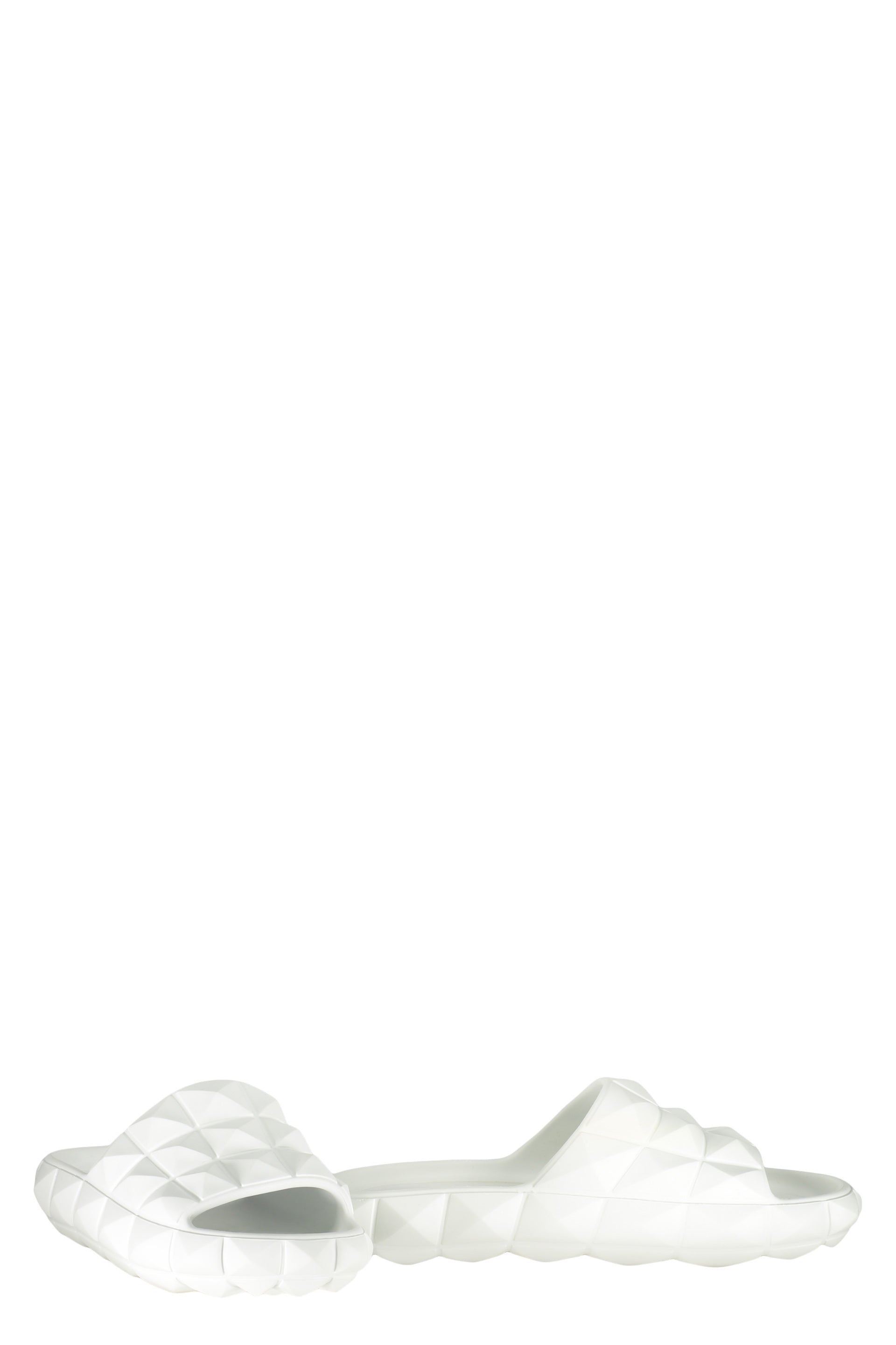 Valentino Roman Stud slide sandal in white, turtle model