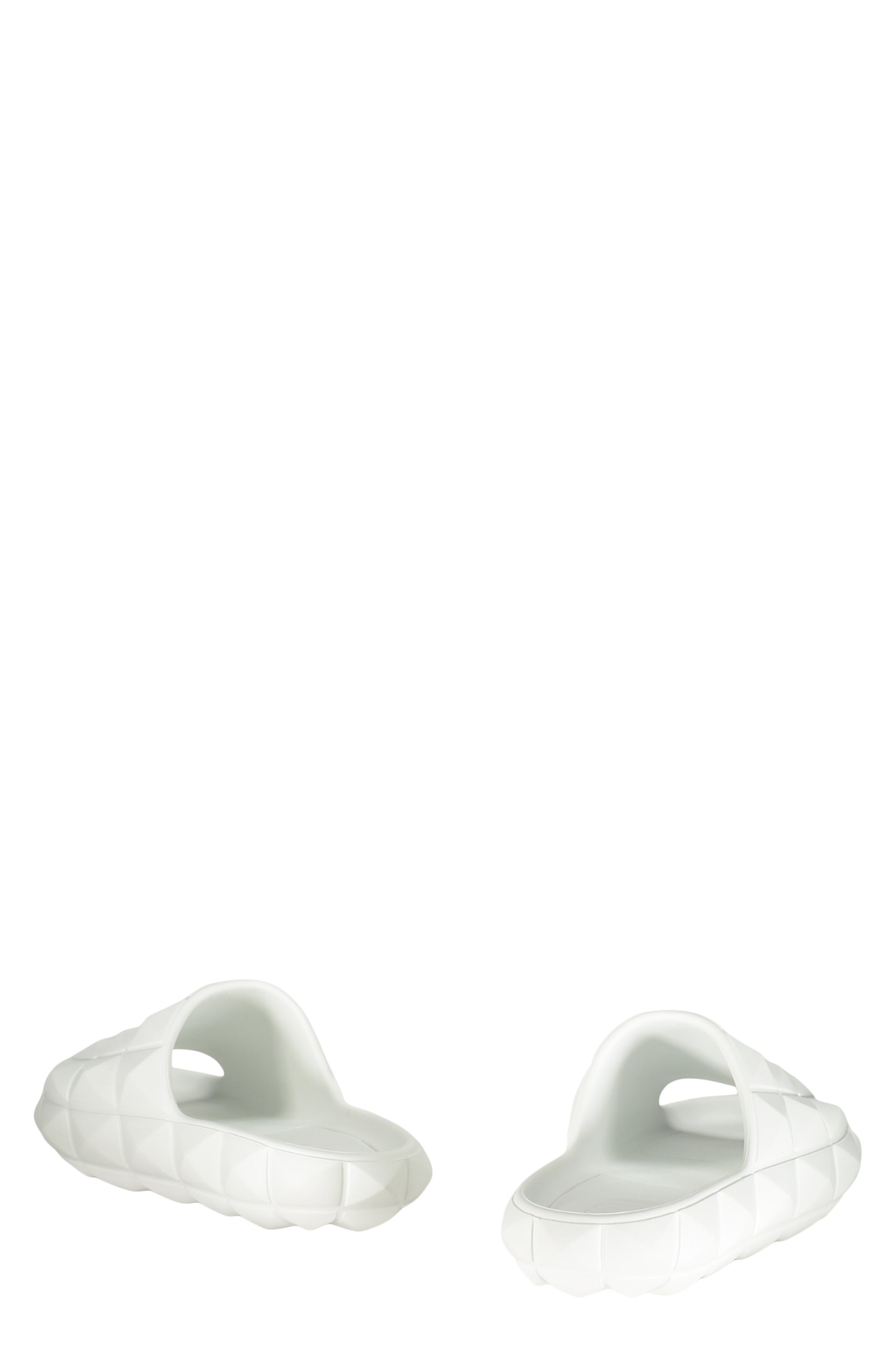 Valentino Roman Stud slide sandal in white, turtle model