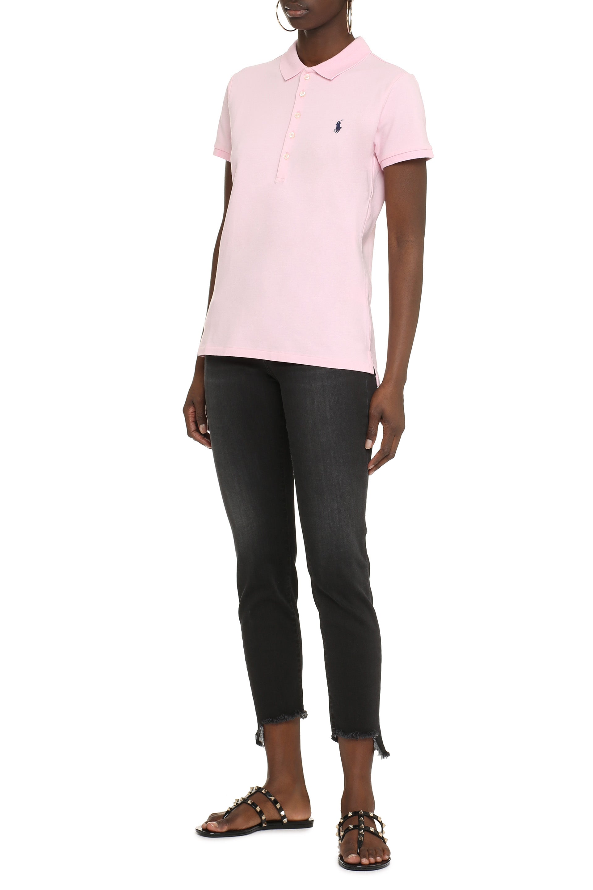 Stretch cotton piqué polo shirt