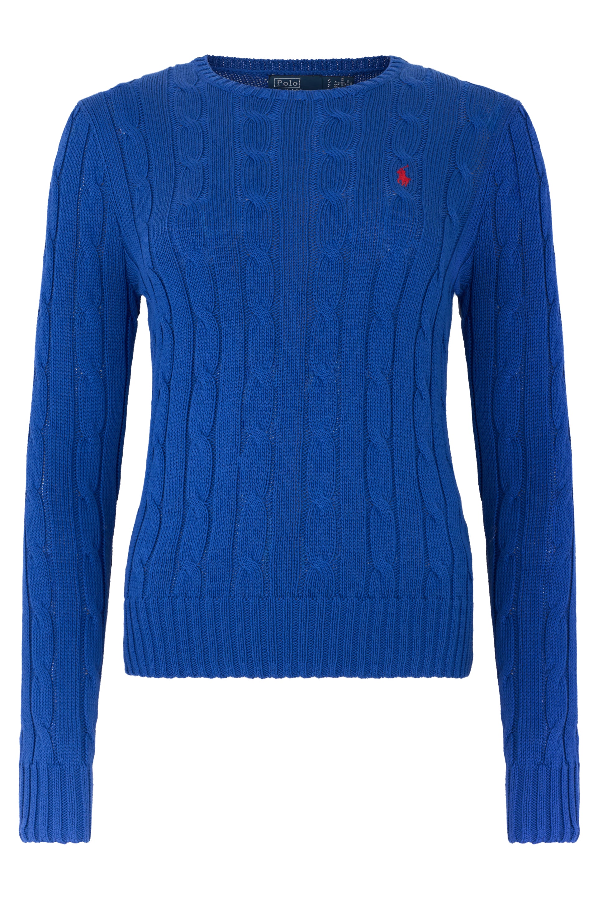 Crew neck cotton sweater with braids