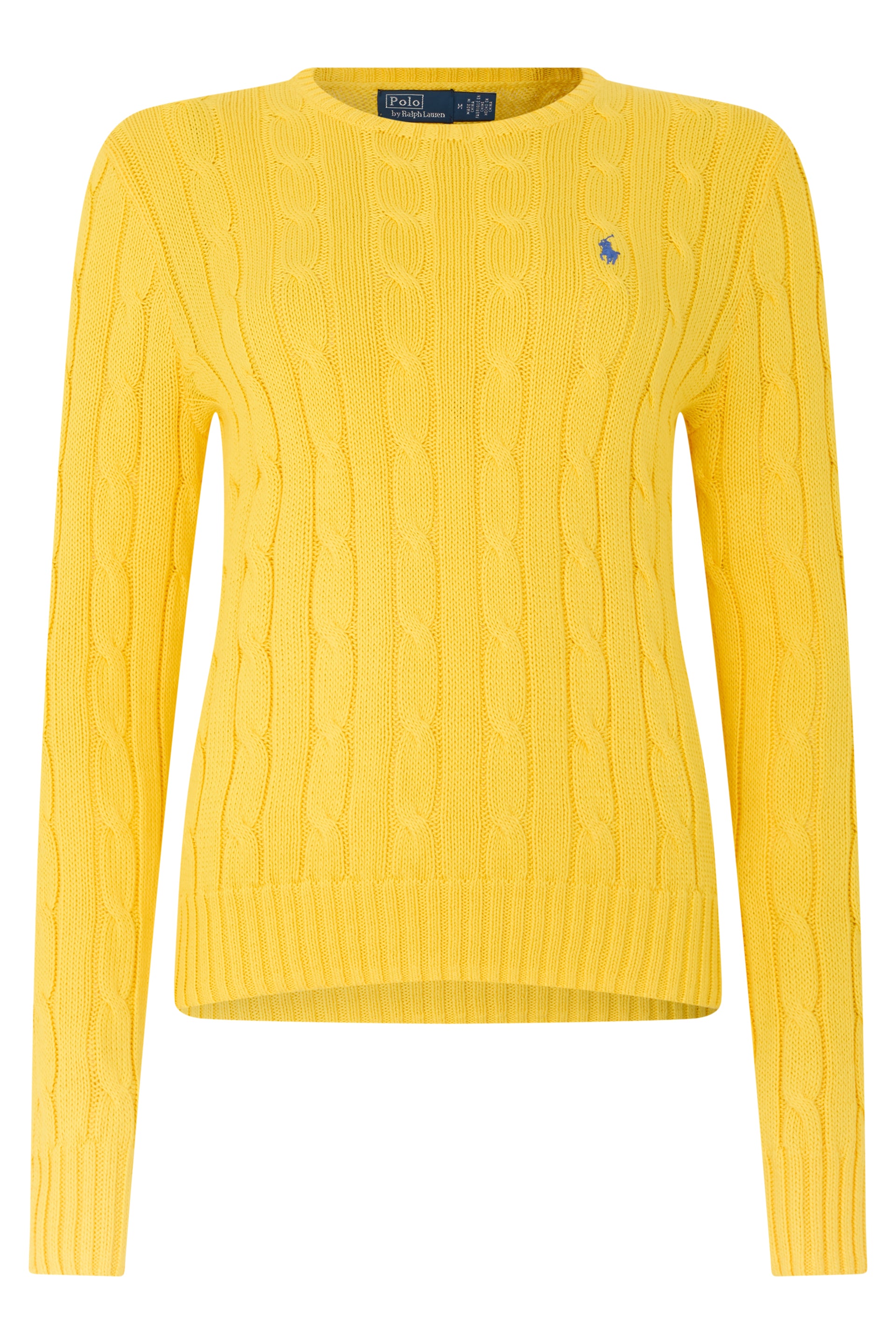 Crew neck sweater in cotton with braids