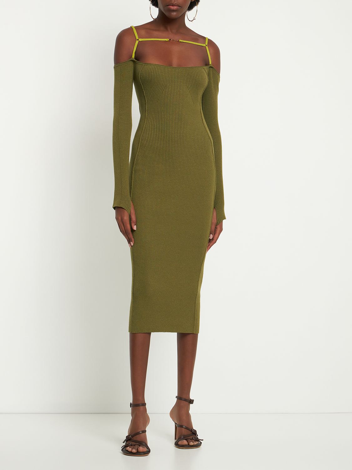 Elegant and versatile olive green midi dress
