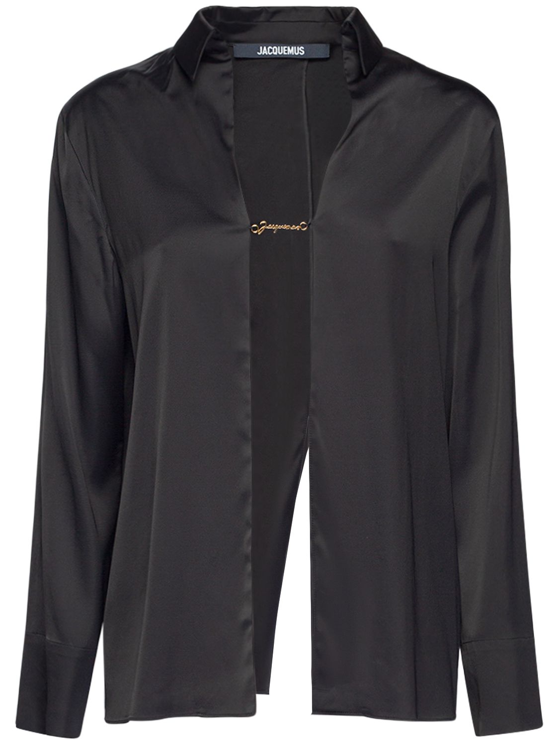 Elegant black shirt with deep neckline