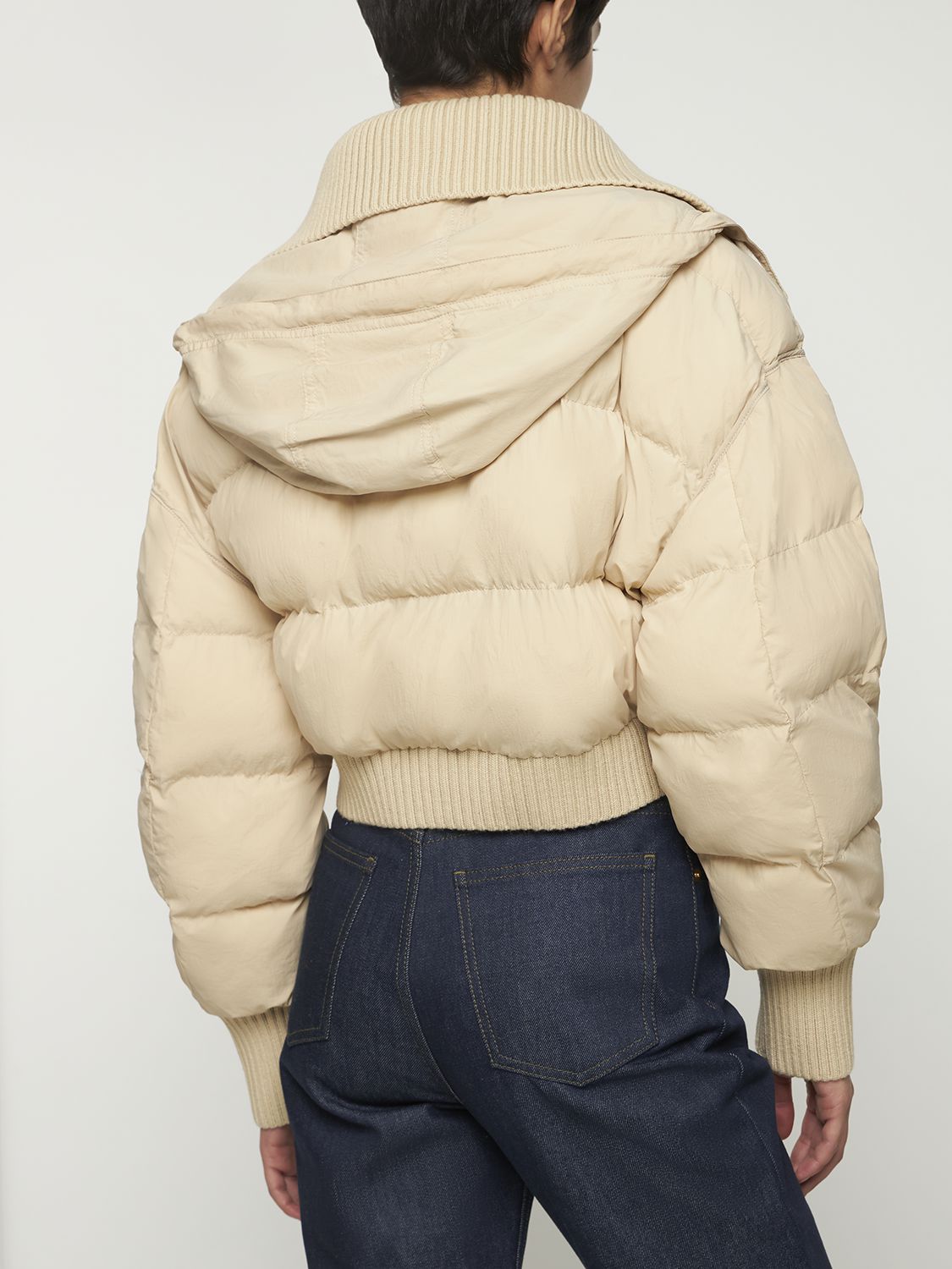 Beige cropped bomber