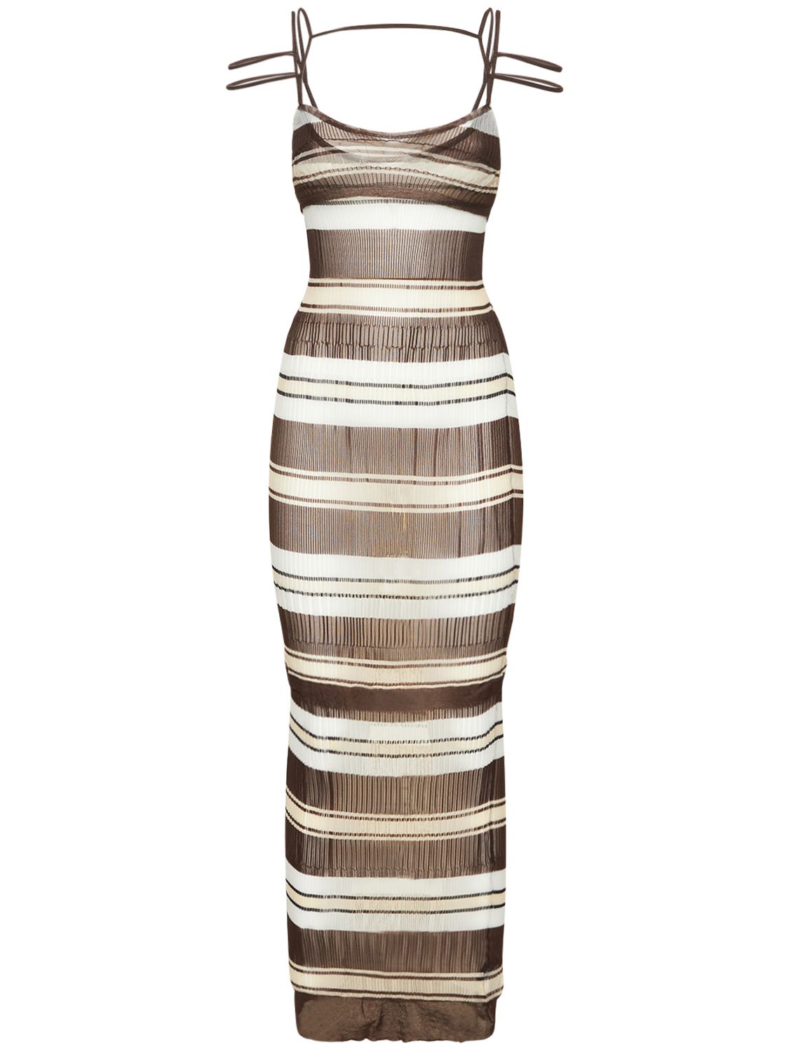 Long striped dress for elegant occasions