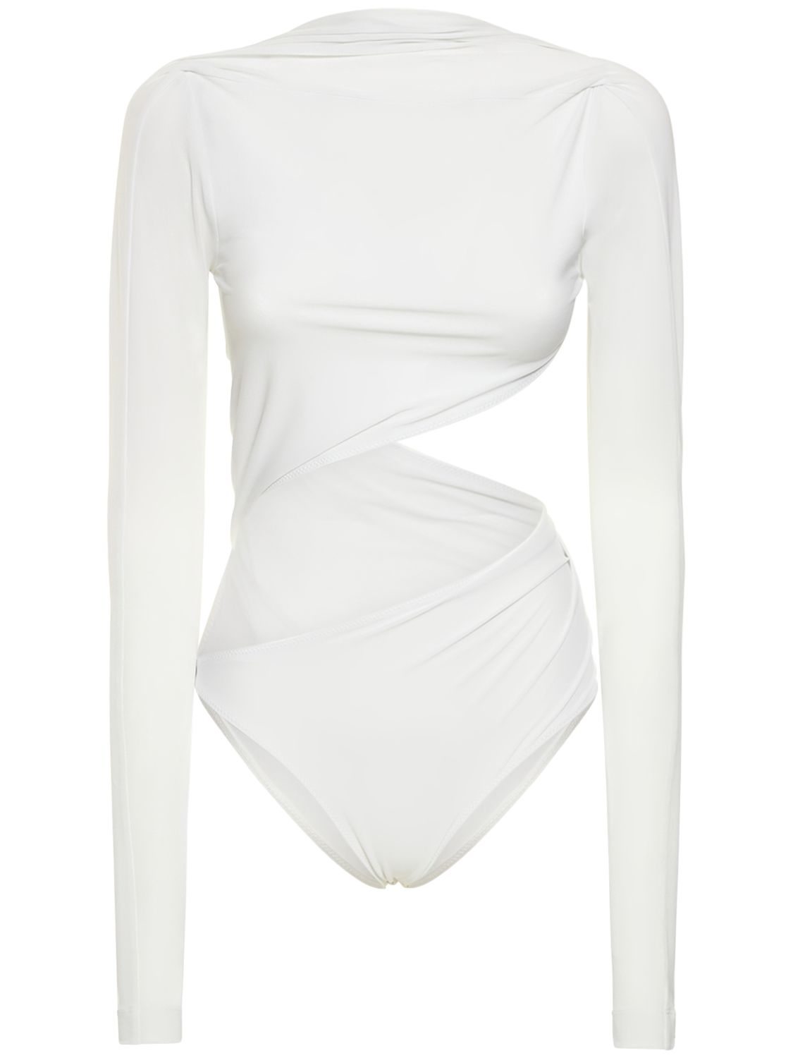 Elegant white body with long sleeves slim fit