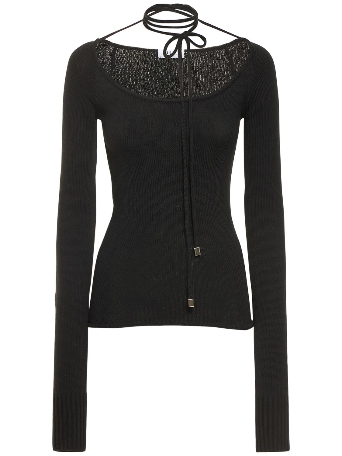 Elegant black top with wide neckline