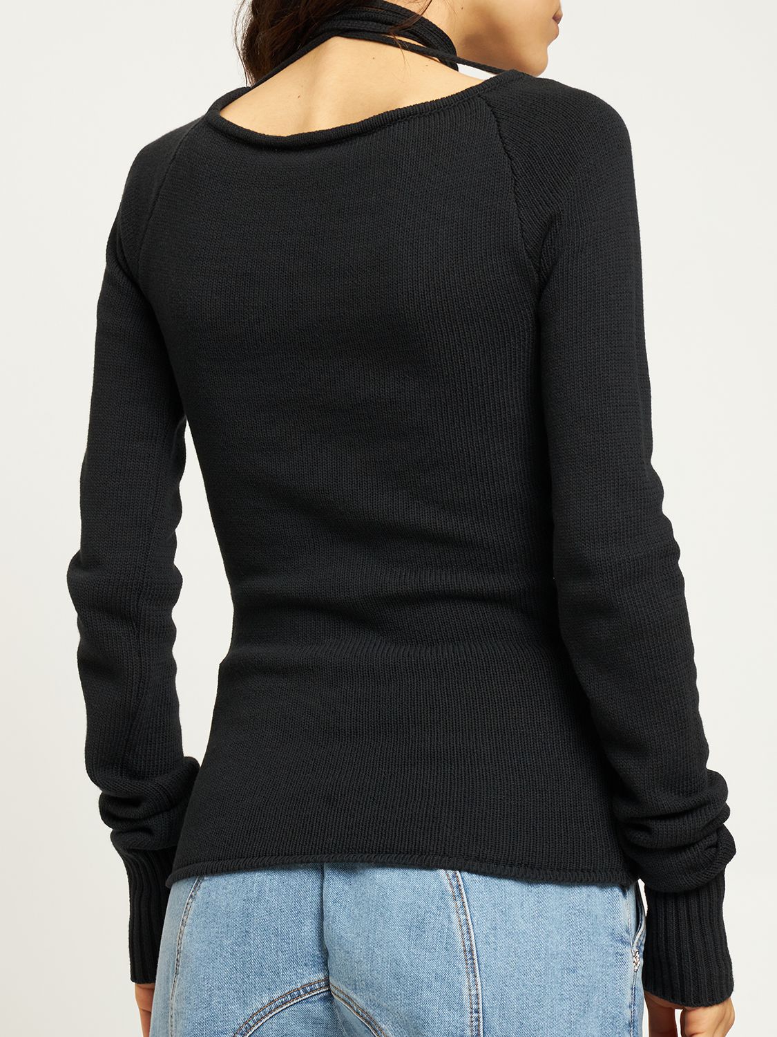 Elegant black top with wide neckline