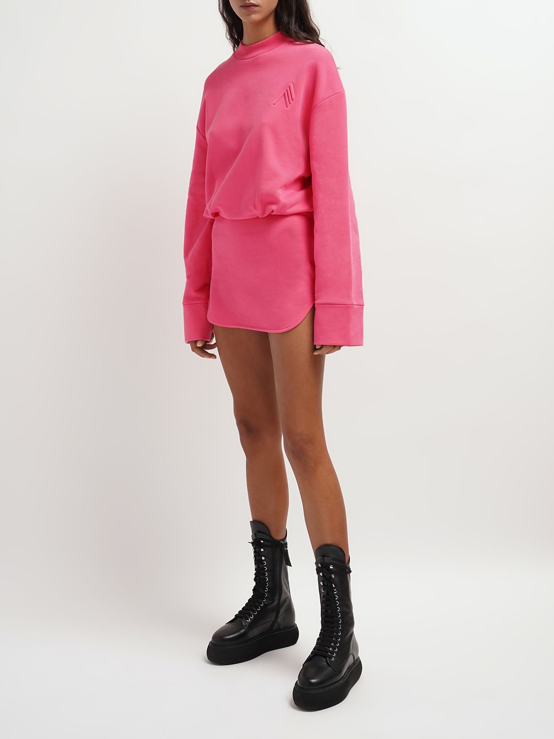 Fuchsia dress with long sleeves