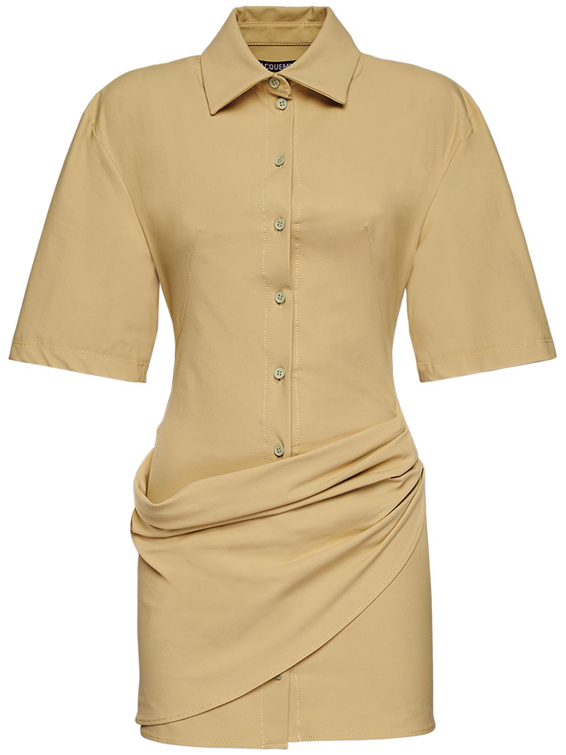 Light khaki dress with short sleeves